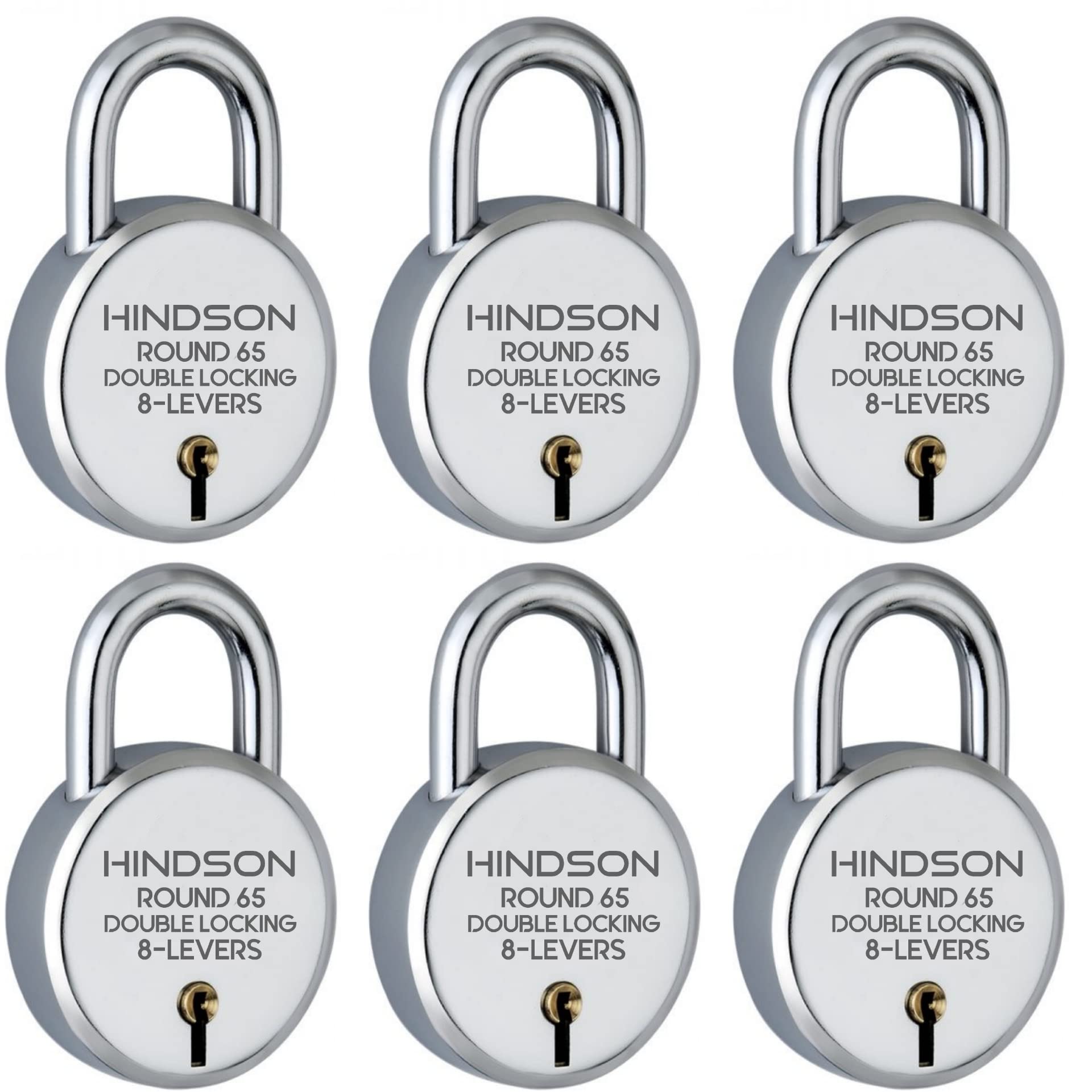 HINDSON Lock Round 65mm with 3 Key, Steel Double Locking, 8 Lever Padlock for Door, Gate, Shutter, Home Harri Ram (Silver Finish, Pack of 6) (B09N7BML2K) Amazon Price History, Amazon Price Tracker