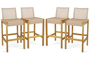 Tangkula 4-Piece Rattan Barstool Set