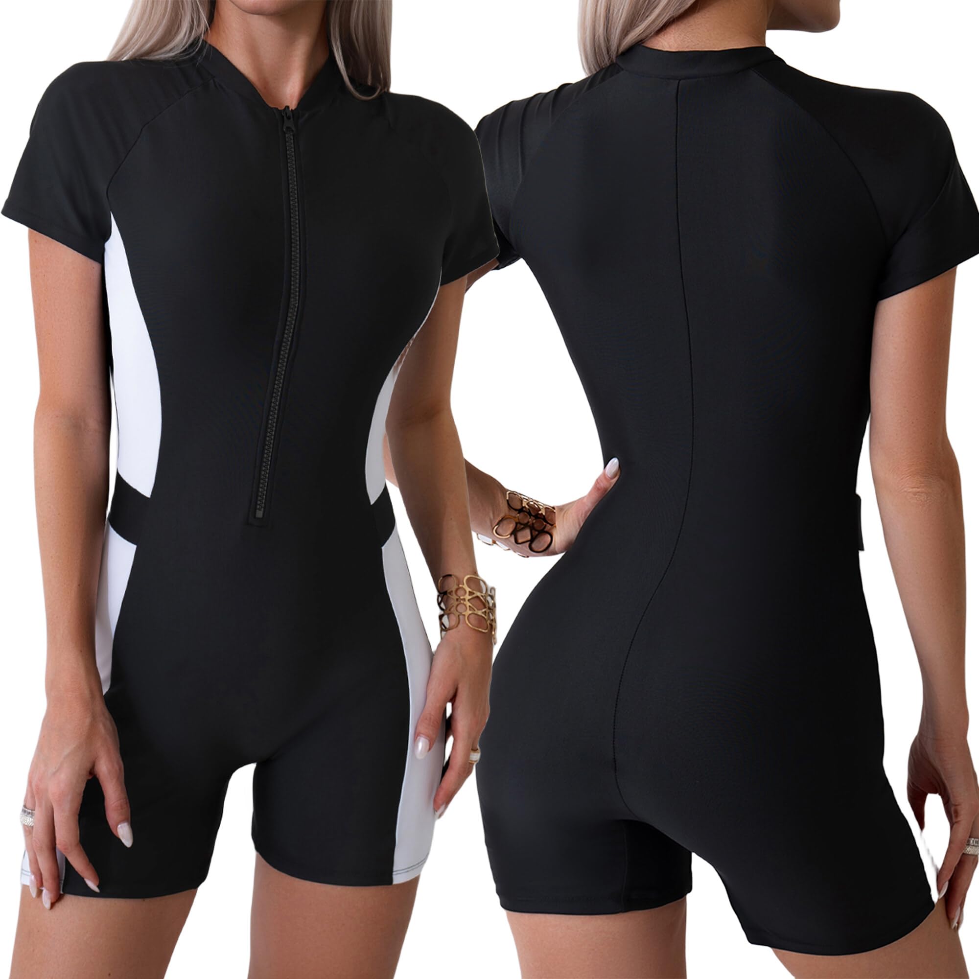 Seaur – Costume intero da donna, costume da bagno da donna, costume da bagno sportivo con cerniera frontale, estivo, da spiaggia, surf