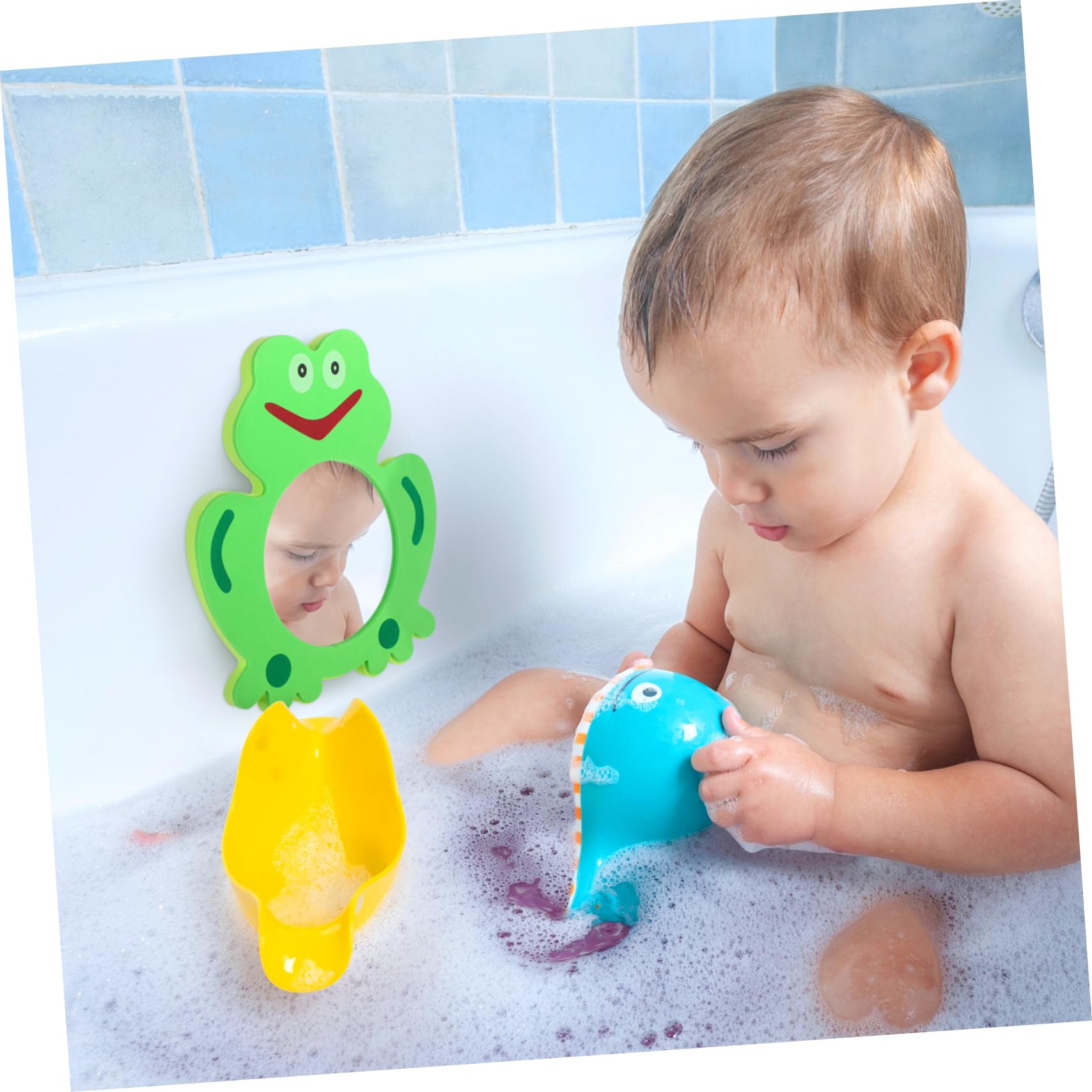 Supvox 10 Stück Teiliges Badspielzeug aus Eva mit Schwimmenden Cartoon Spiegeln Farbenfrohe Lernspielzeuge für Wasserresistent Leicht und Stoßfest für Badewanne und Schwimmbadspaß
