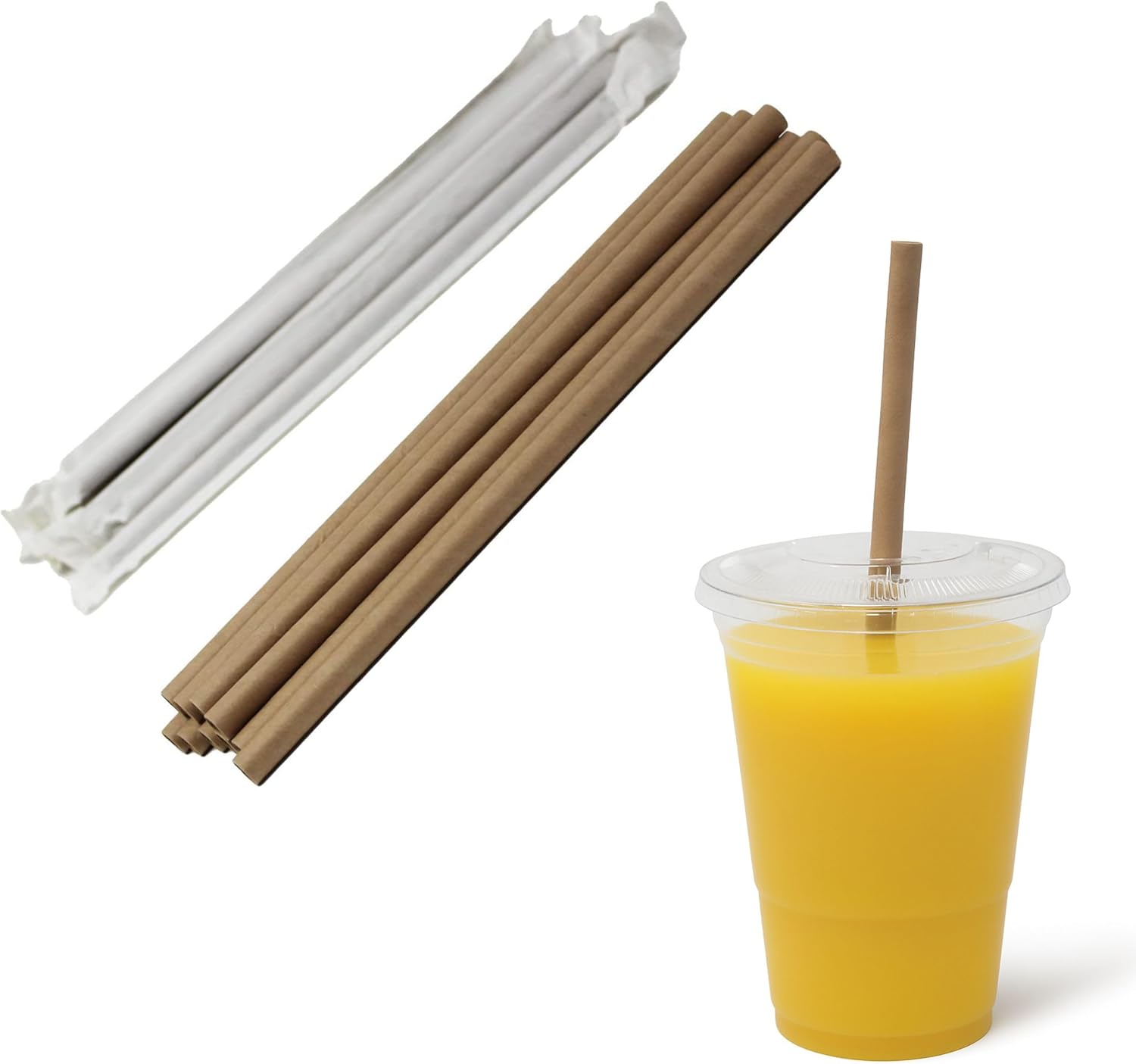 Wrapped Kraft Paper Smoothie Straws 0.3 Inch Wide, Biodegradable Brown Jumbo Durable Drinking Straws, Smoothies, Bubble Tea, Boba, Meal Prep, Milk Shakes, Bulk (3000 - Pack)
