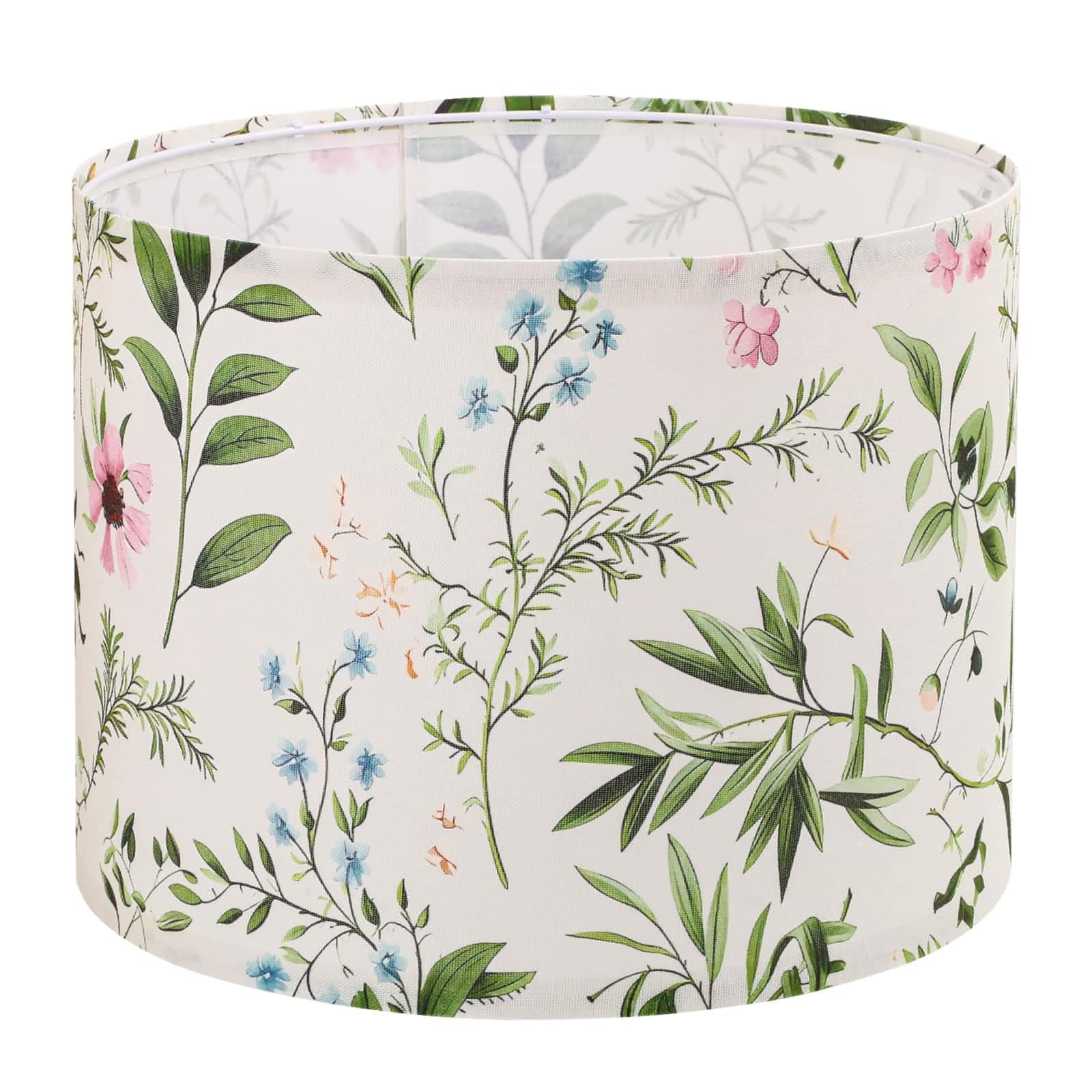Haultop Drum lamp shades, 13x13x10in Fabric Lamp Shade, Printed Leaves and Floral Print Lamp shades, 1 Pack Lamp Shades for Table Lamps, Support