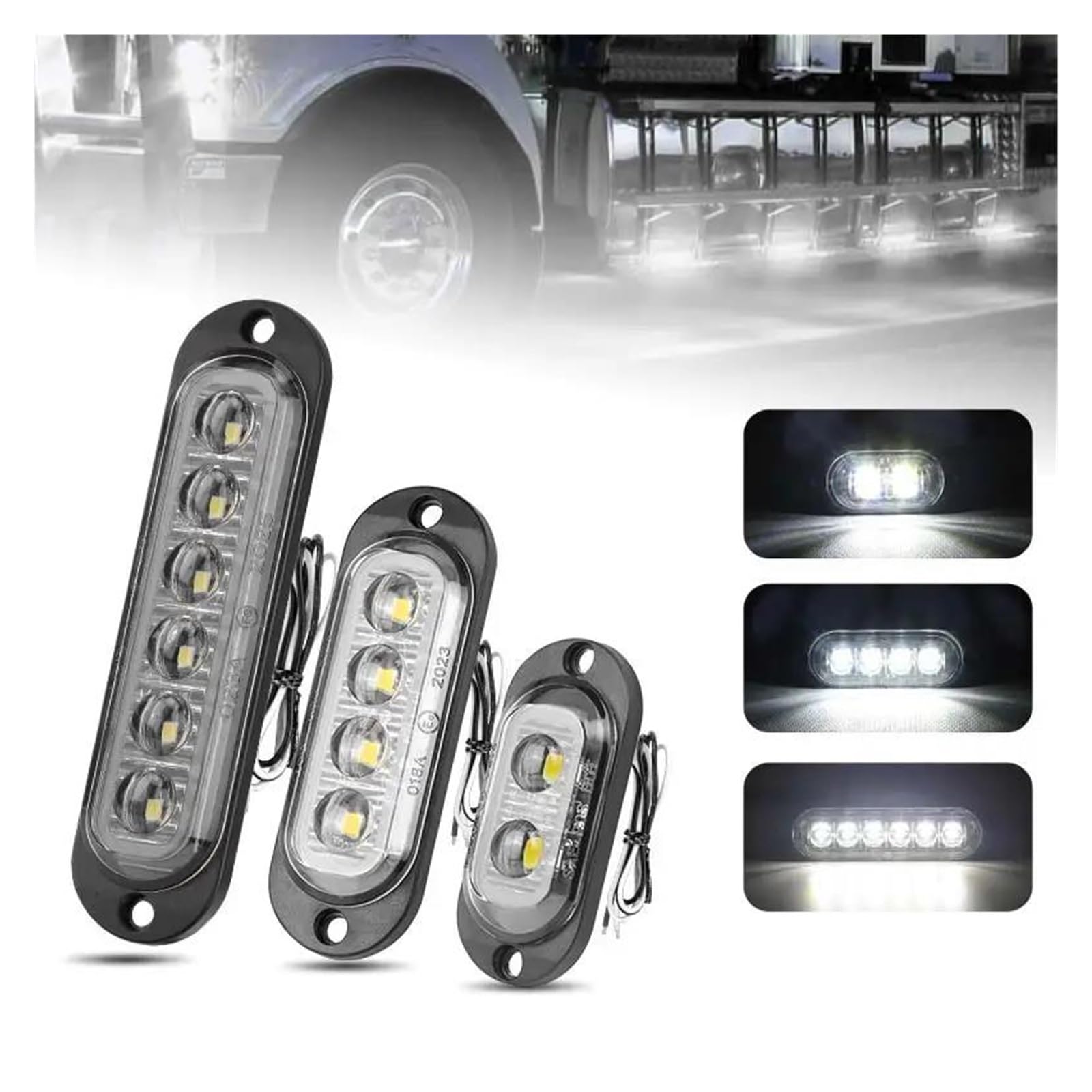 Generico Indicatore Laterale 10 pezzi Mark luci LED indicatore posizione laterale lampada segnalazione per camion auto rimorchio autobus pick-up camper Indicatore Direzione(10x 6Leds White)