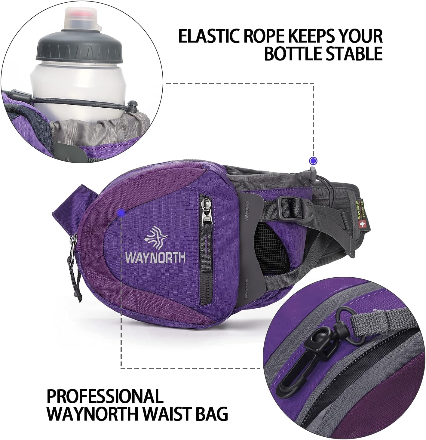 Waynorth Hiking Waist Bag Fanny Pack with Water Bottle Holder for Men Women Kids Walking Running Hiking Climbing Travel Dog Fanny Pack Sport Waist Pack Fit All Kinds of Phones : Sports & Outdoors