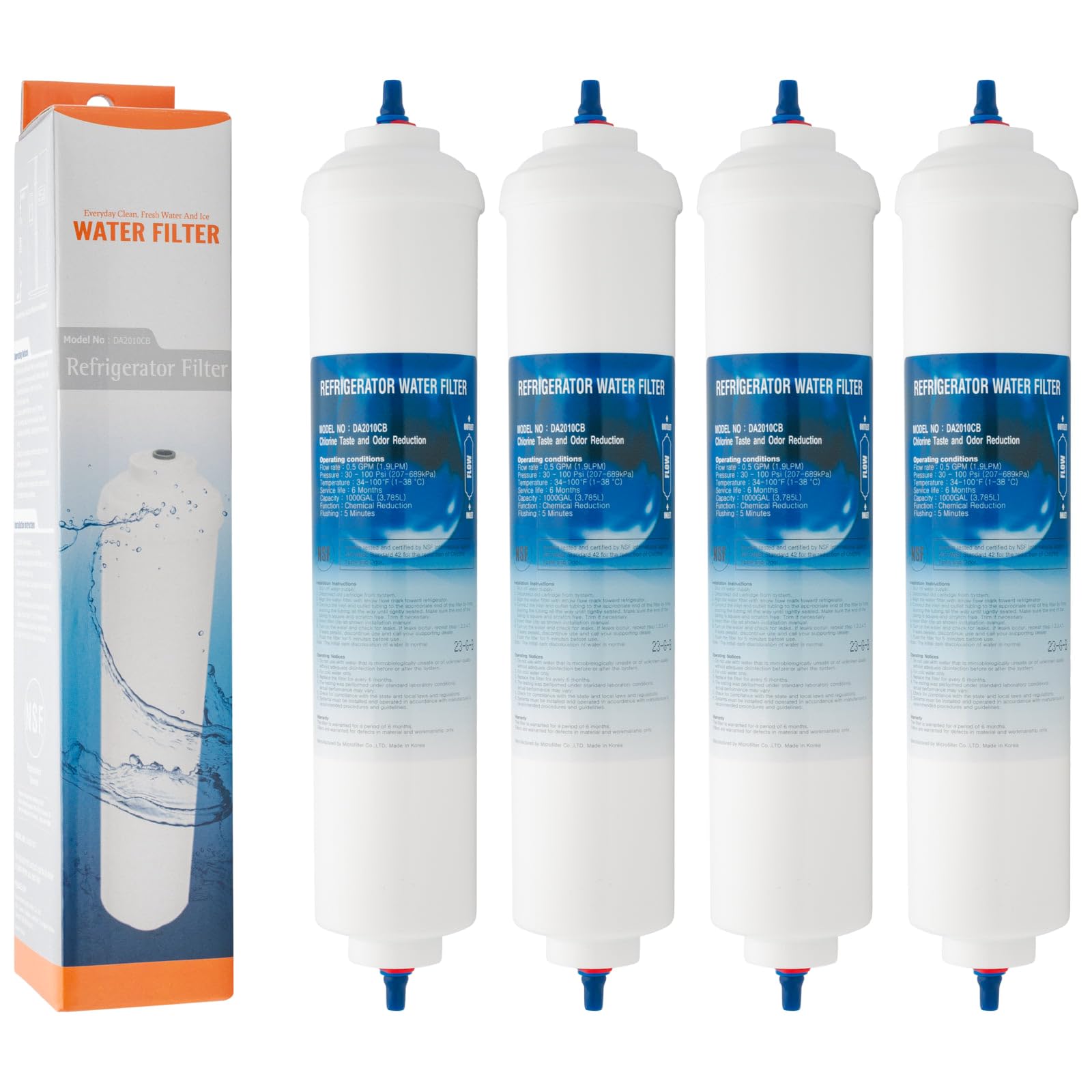 MicroFilter DA2010CB – 2 Filtri Acqua In Linea Certificati NSF – Compatibili Samsung DA29-10105J, LG, GE, Whirlpool, Ecc. - 2