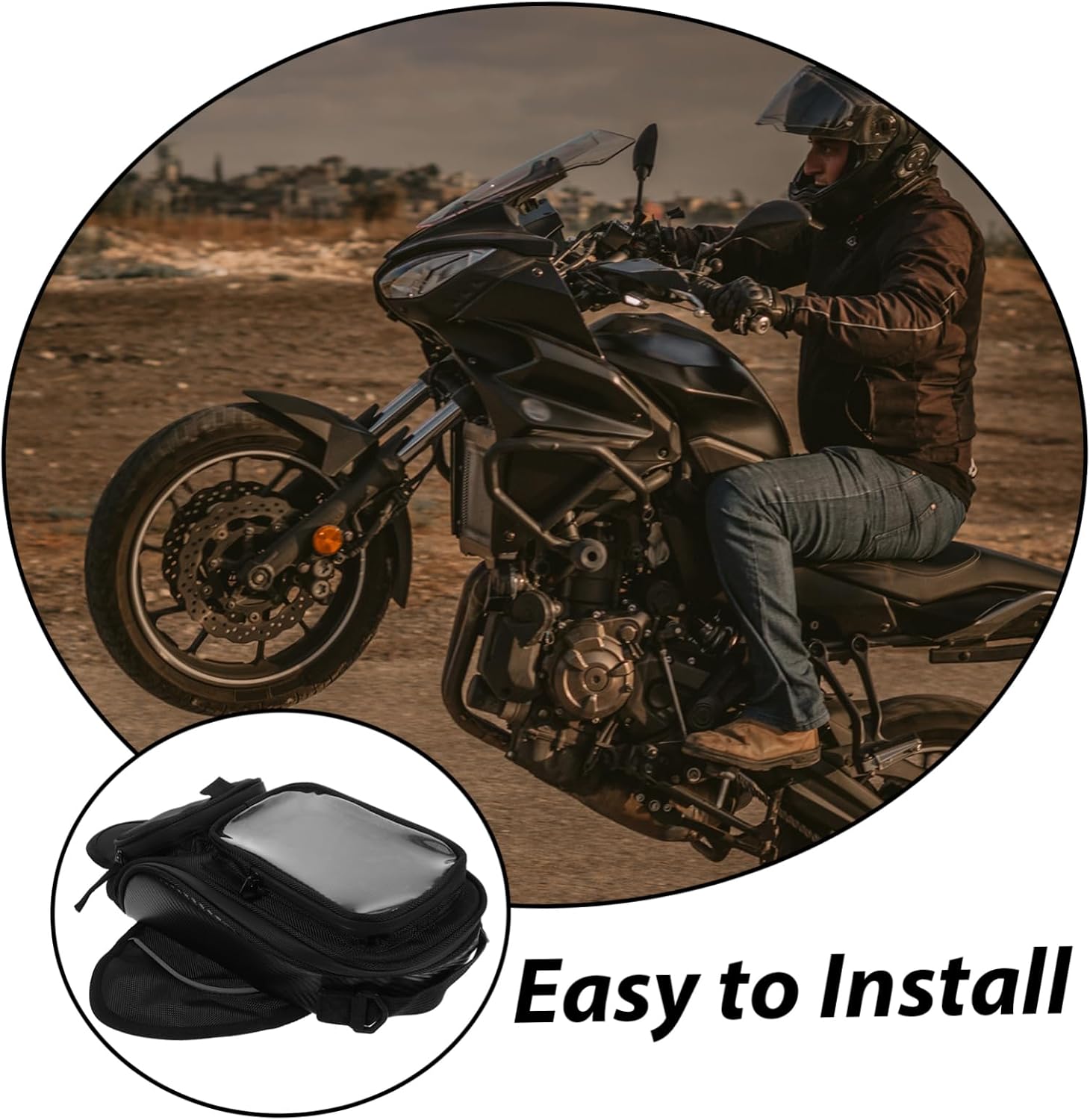 Unomor Motorcycle Magnetic Tank Bag Storage Pouch Headphone Motorbike Accessories for and Convenient Travel