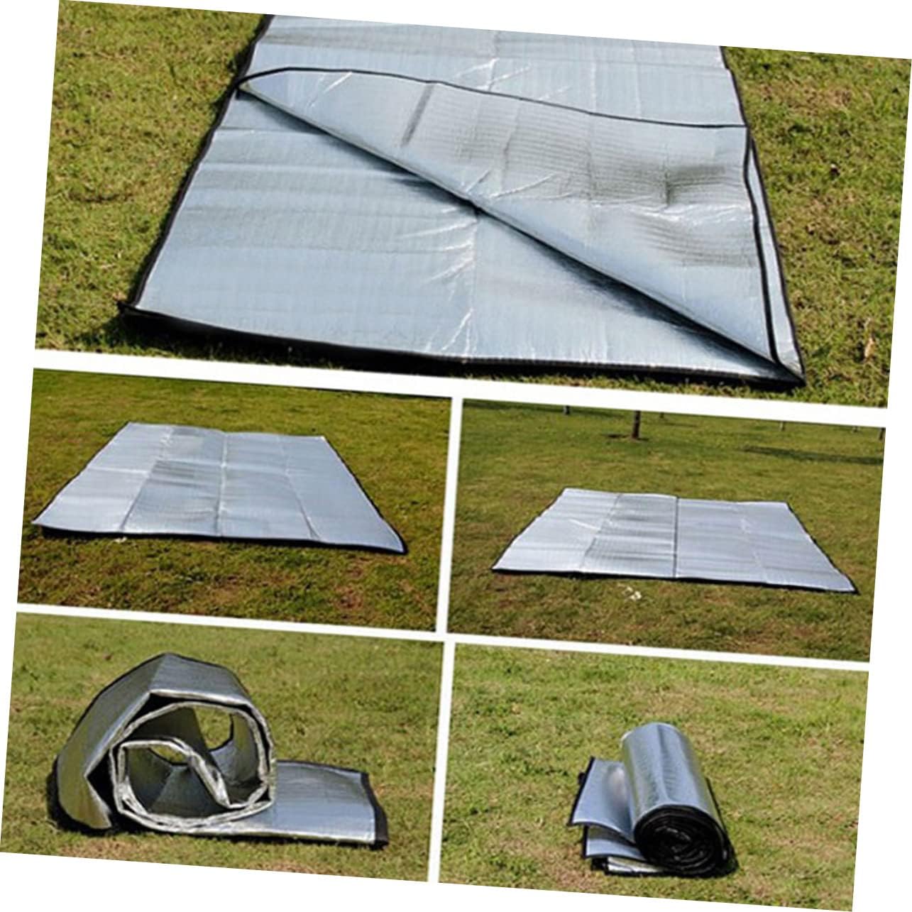BESPORTBLE Folding Sleeping Mattress Pad Outdoor Aluminum Foil Moisture Mat for Camping and Beach Use Lightweight Portable with Carry Bag