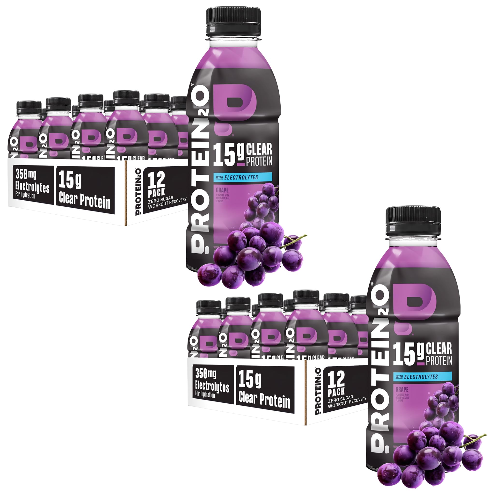 Protein2o Hydration Drink - 2-in-1 Liquid Clear Whey Protein Isolate and Electrolyte Drink - 15g Protein, Vitamins B5, B6 - Post-Workout Recovery - 16.9 Fl Oz - 12 Count Flavor Fusion Variety Pack — Amazon image 14