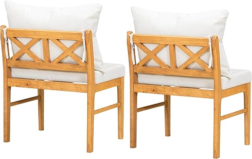 Miniatura 3 de Farmhouse Modern Dining Chairs Set of 2, Table & Chair Sets, Desk Chair with Handwoven Rattan Backrest and Solid Wood Legs for Dining Room and