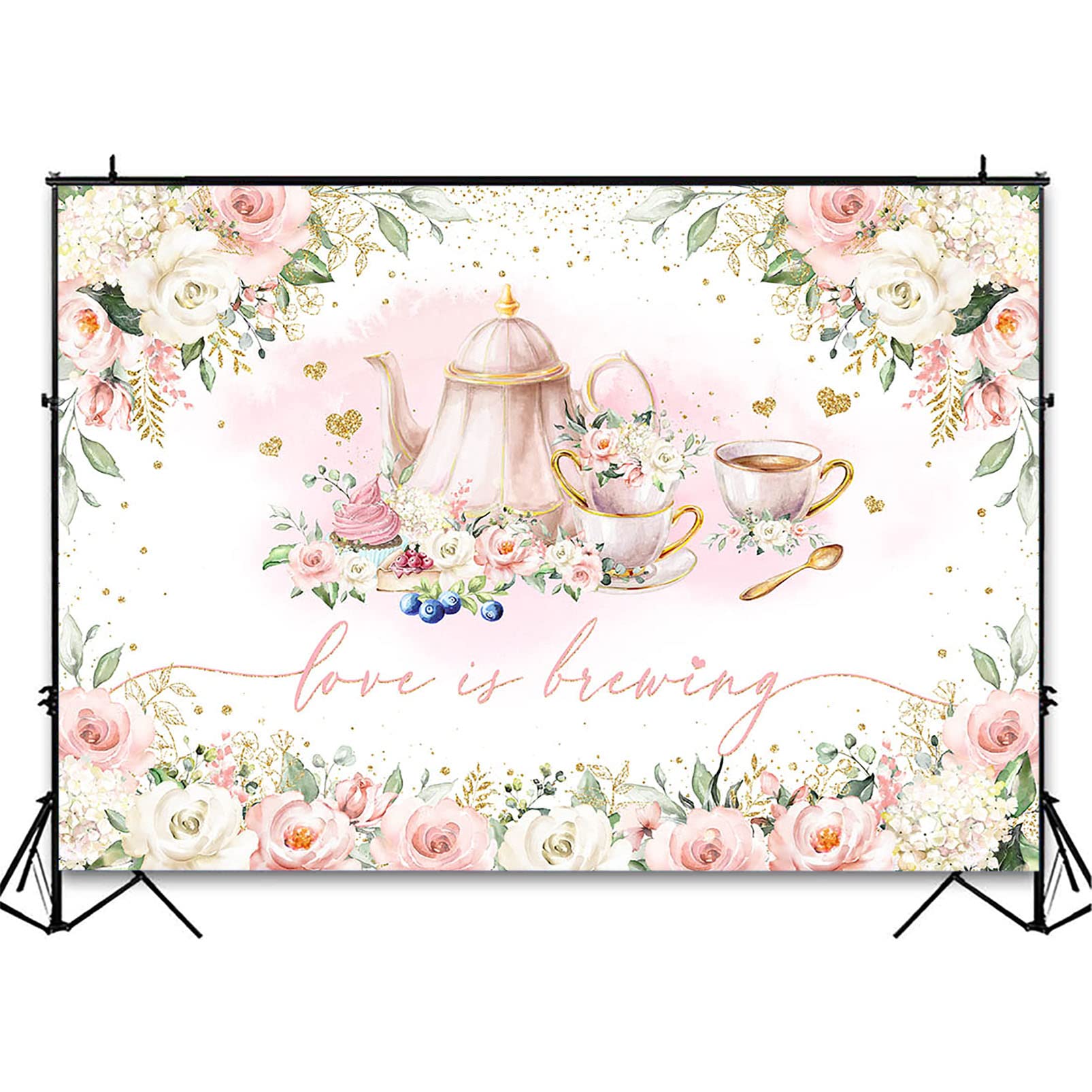 Jollyboom Kaffee-Brautdusche Hintergrund – 'Love Is Brewing', 91x152 Cm, Vinyl, Für Hochzeitsfeiern