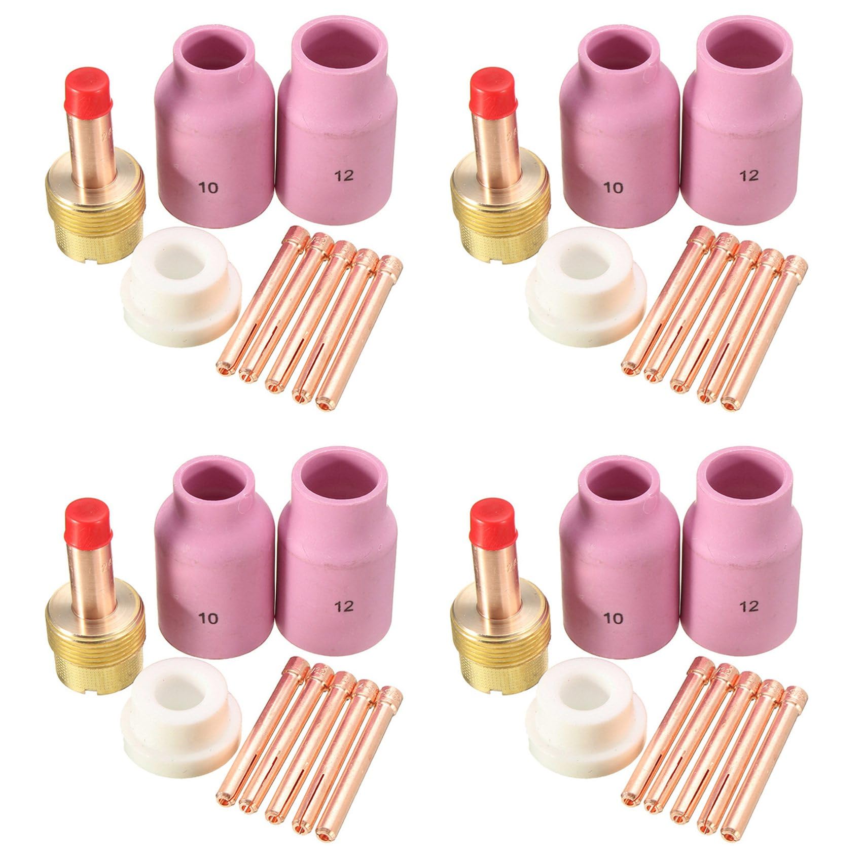 Kueohse 36Pcs Tig Welding Torch Large Long Gas Lens & Alumina Cup For Wp17 Wp18 Wp26 Tig Collet Bodies Kit Accessories