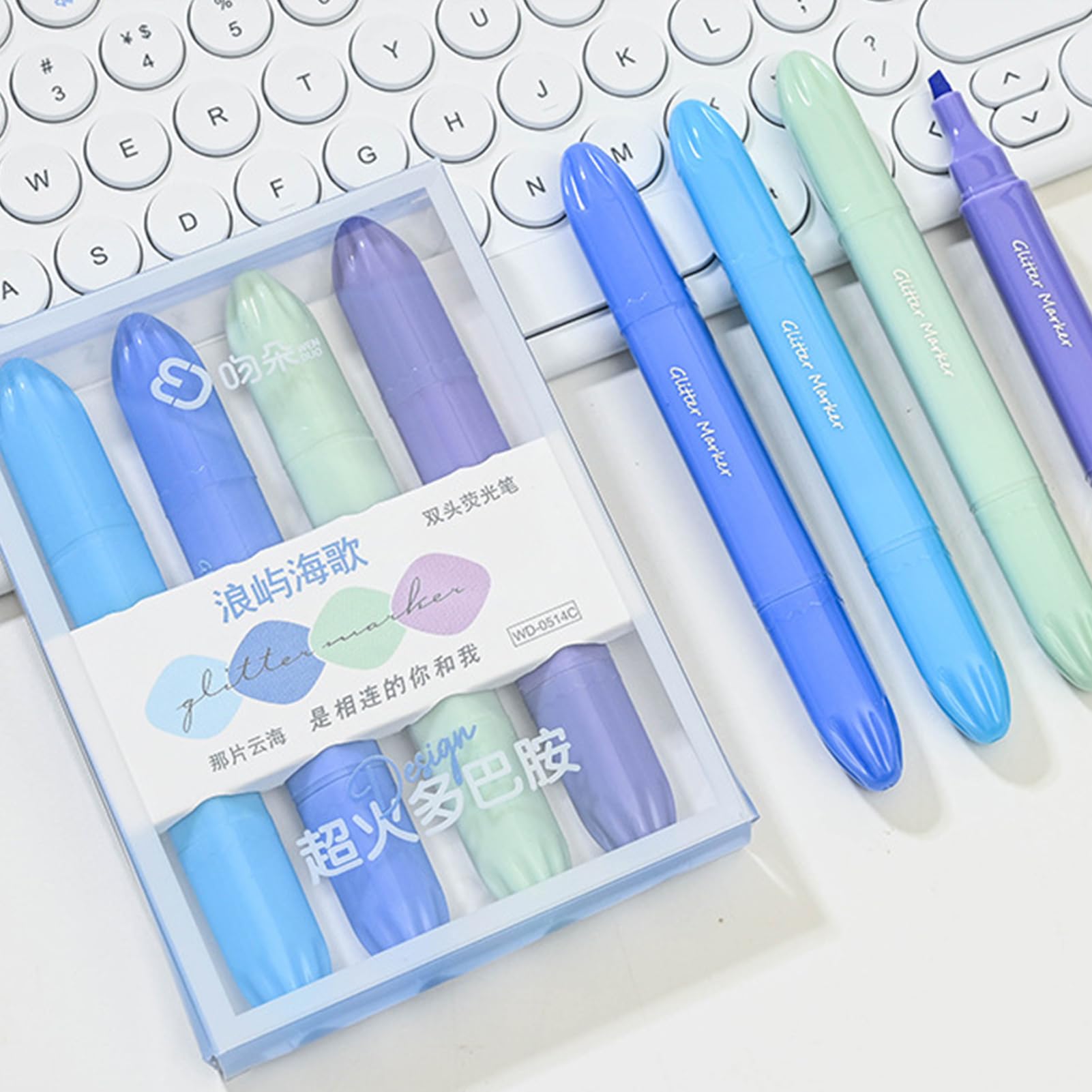 Bunte Textmarker,4 Stück Textmarker mit doppeltem Ende | Textmarker-Stift, ästhetische Textmarker, Textmarker-Set, Dicke Textmarker zum Organisieren und Ausmalen
