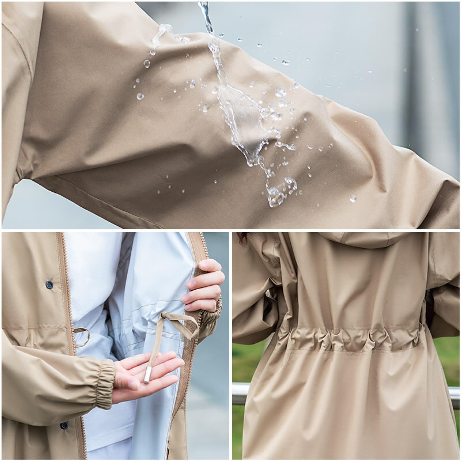 Capa de Lluvia Reutilizable Chubasquero Con Capucha For Mujer, Traje Portátil De Protección Contra La Lluvia Cuerpo Completo Ropa de Agua para Exteriores