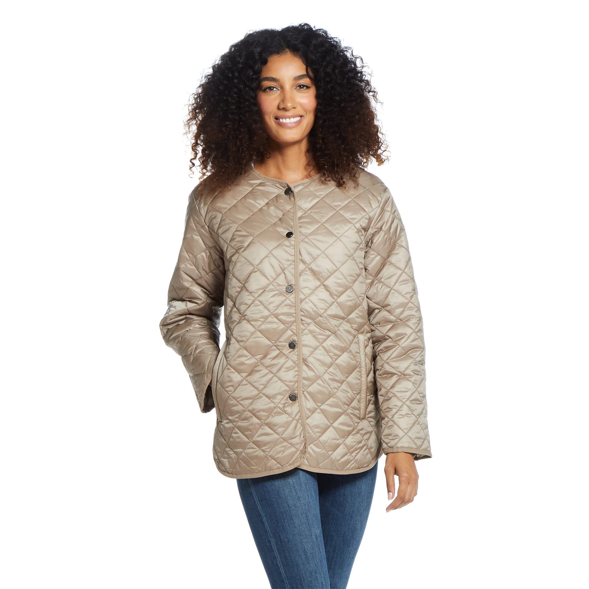 MARTHA STEWART Women's Barn Jacket - Lightweight Quilted Jacket With Snap Closure And Hidden Zippers