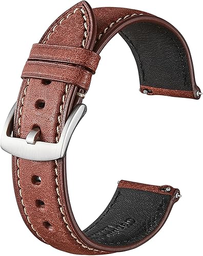 Genuine Leather Watch Band,Italian Pueblo Cowhide,Quick Release,Silver Buckle,8 Colors,18mm 19mm 20mm 21mm 22mm