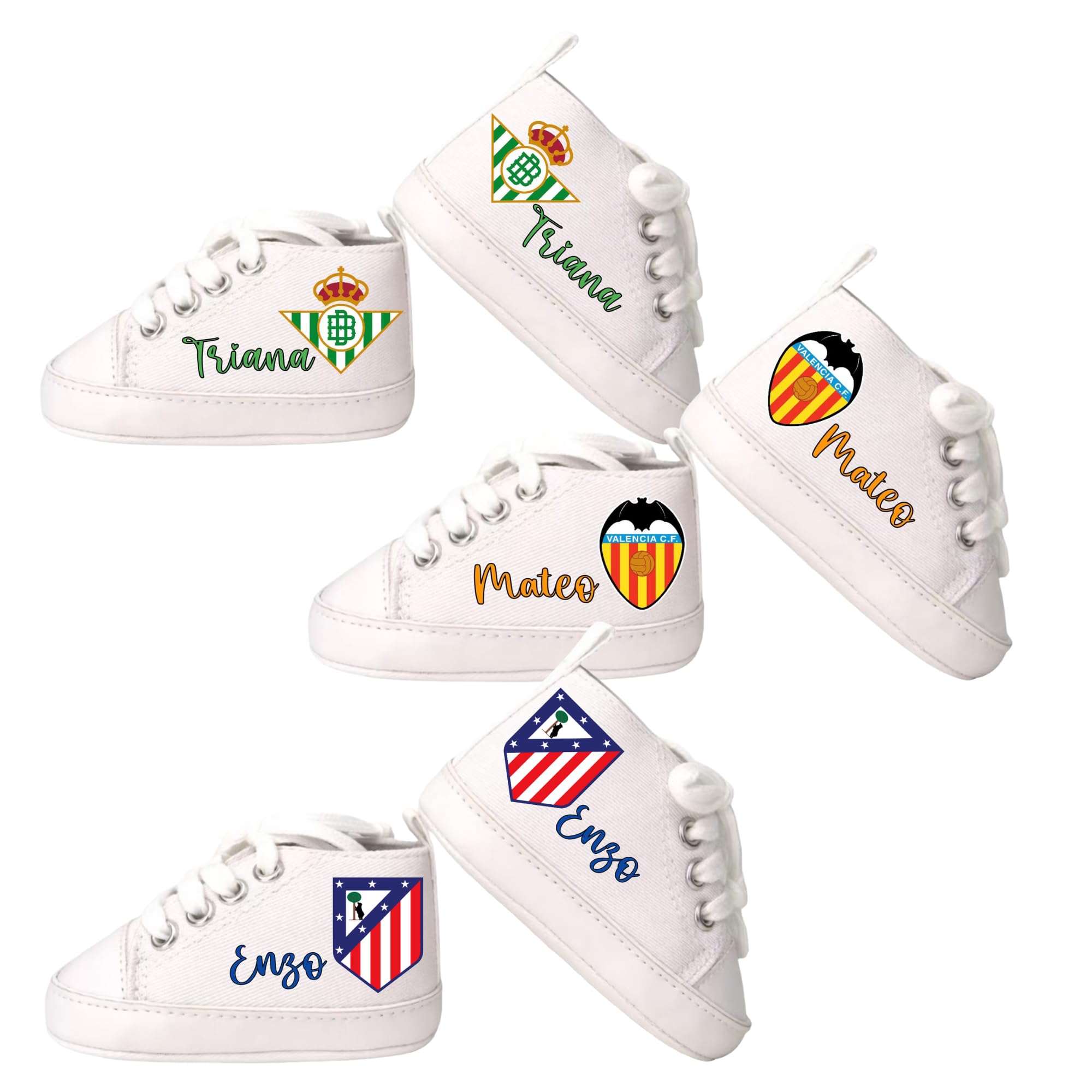 Zapatillas de bebé Personalizadas Equipo de fútbol | Deportivas de Tela | Personalizada con Nombre | Regalos para bebés