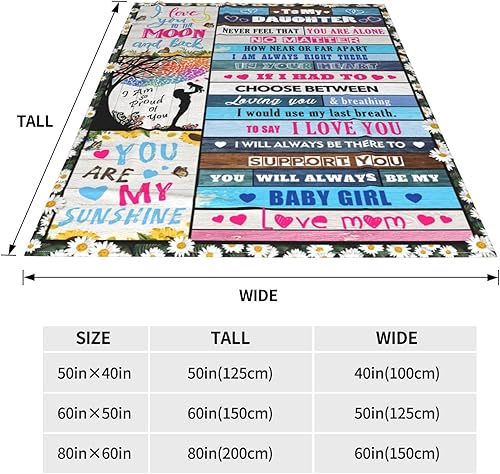 Miniatura 4 de Regalo para hija de mamá, regalos de cumpleaños para hija, manta de franela ultra suave y cálida para hija de mamá con texto en inglés "I Love You",