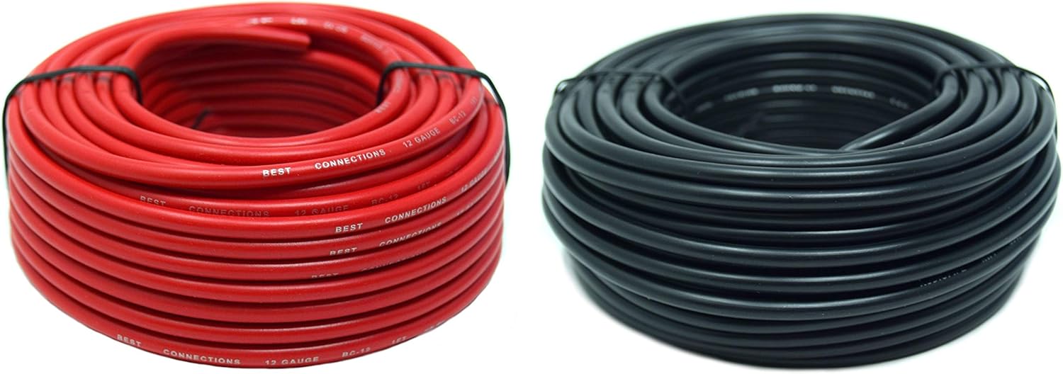 Free Shipping 🛒 Audiopipe 12 Gauge Wire RED & Black Power Ground 50 FT Each Primary Stranded Copper CLAD Best Quality 🔥 Audiopipe 12 Gauge Wire RED & Black Power Ground 50 FT Each Primary Stranded Copper CLAD