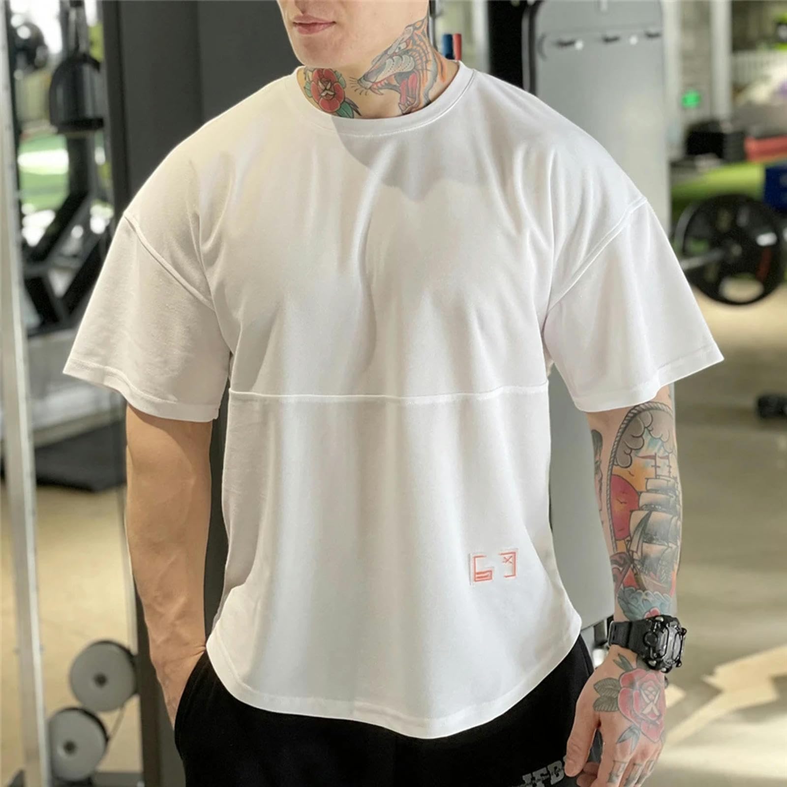 Męskie koszulki męskie mięśnie koszulka kulturystyka fitness męskie topy bawełniane podkoszulki plus duży rozmiar koszulka bawełniana siatka luźny krótki rękaw