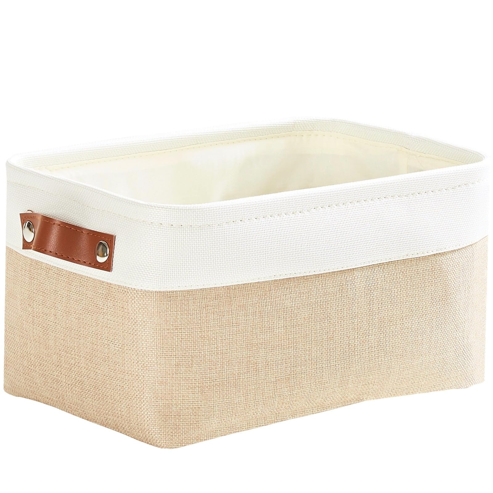 Mangata Small Storage Baskets, Canvas Fabric Storage Box for underwear, sock, towel(Small, Khaki)