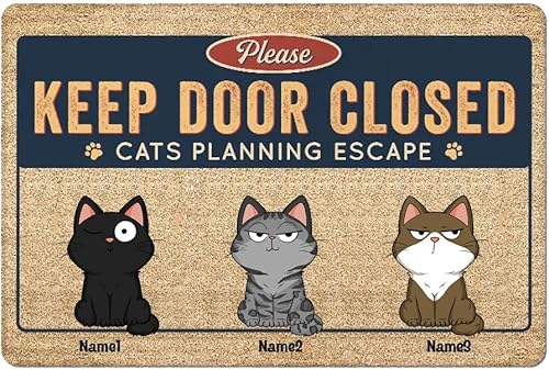 Miniatura 1 de Henze Tapete de bienvenida personalizado para gatos, mantiene la puerta cerrada, felpudo de planificación de escape, tapete de bienvenida para