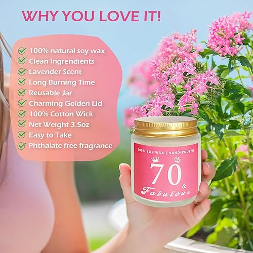 Miniatura 4 de Regalos de cumpleaños número 70 para mujeres, regalos de cumpleaños de 70 años para mujeres, cesta de feliz cumpleaños 70, caja de regalo para