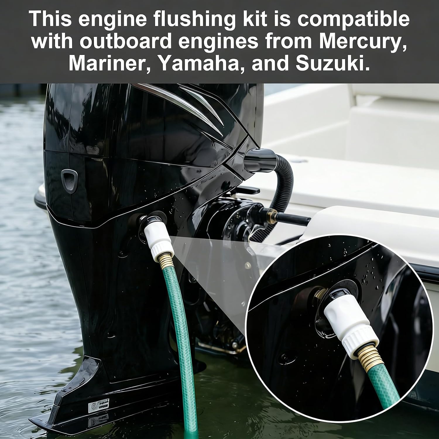 Outboard Flush Kit, suitable for outboard rinsing after saltwater use—White