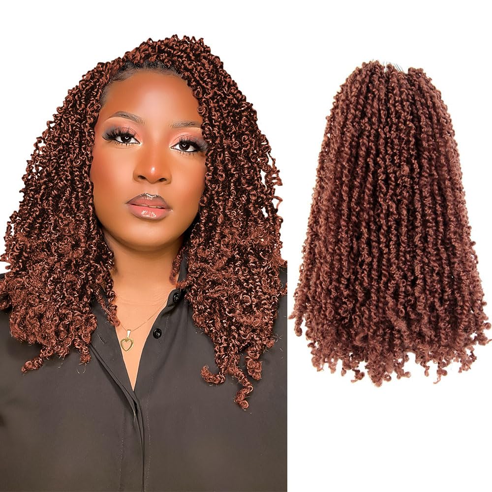12 Inch 10 Packs Yanky Twist Crochet Hair Pre-twisted Ginger Red Kinky Mini Spring Twist Small Curly Senegalese Twist Braids (350#)