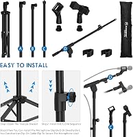 K KASONIC Állványzható Mikrofon Állvány Tripod Boom Összecsukható Két Klippel 4