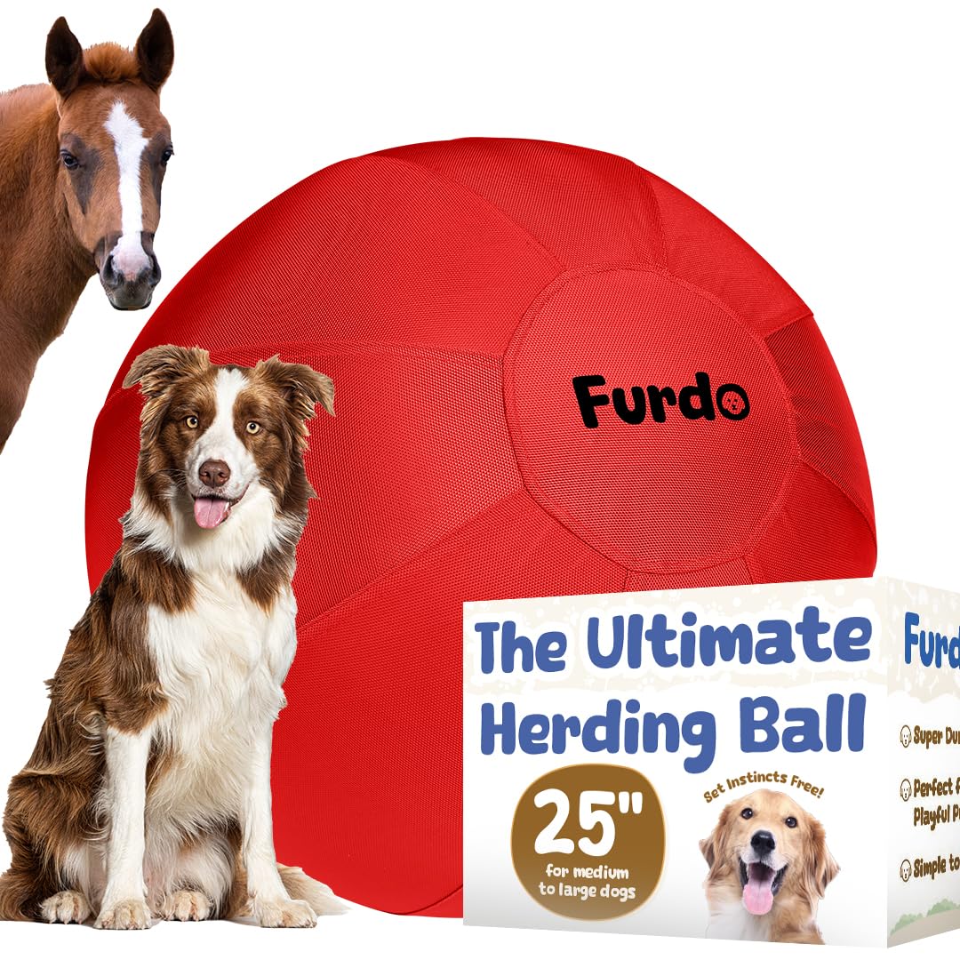 Furdo 25" Herding Ball for Dogs, for Australian Shepherd, for Cattle, for Border Collie, for Blue Heelers & Medium to Large Dogs,Horse, Herding Dog