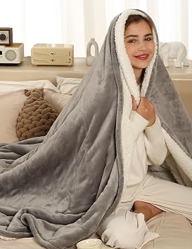ESTINGO Electric Throw Blanket Heated Blanket Throw, 50x60 Dark Grey & 50x60 Light Grey Bundle