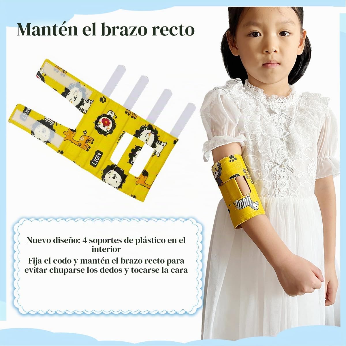 Férula para inmovilizador de codo y brazo para bebés y niños. Previene hábitos de mano a cara, evita el hábito de succión del pulgar, rascar la cara, tirar de tubos IV (X-Small)