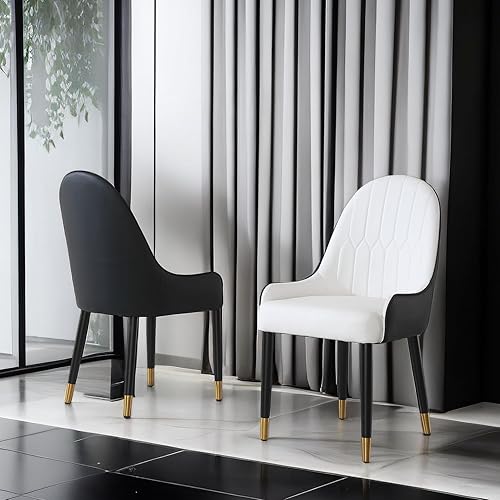 Miniatura 12 de Juego de 2 sillas de comedor, silla auxiliar tapizada con patas curvadas de madera maciza, sillas decorativas de lino modernas para comedor y Estilo