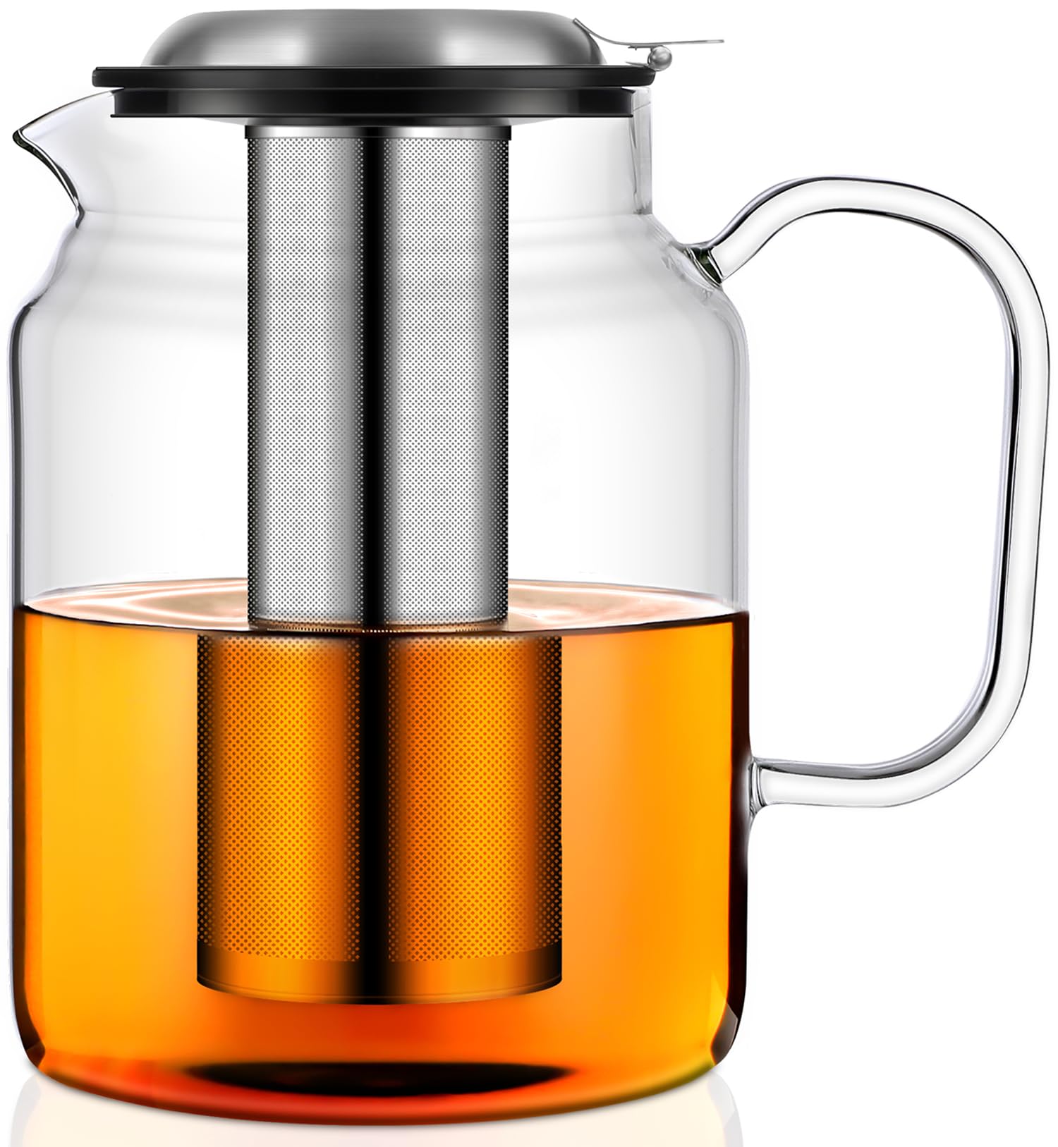 aquach 85oz glass teapot with stainless steel removable infuser stovetop amp dishwasher safe ideal for brewing loose leaf amp blooming tea