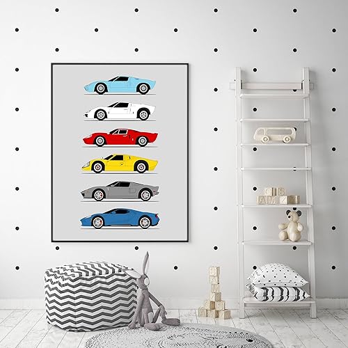 Vista 56 de Handmade Poster compatible with Ford GT Generation and Print of Ford GT40 - White Cars with Blue Stripes, 11x14" Metallic Print (Unframed)-Gift Car