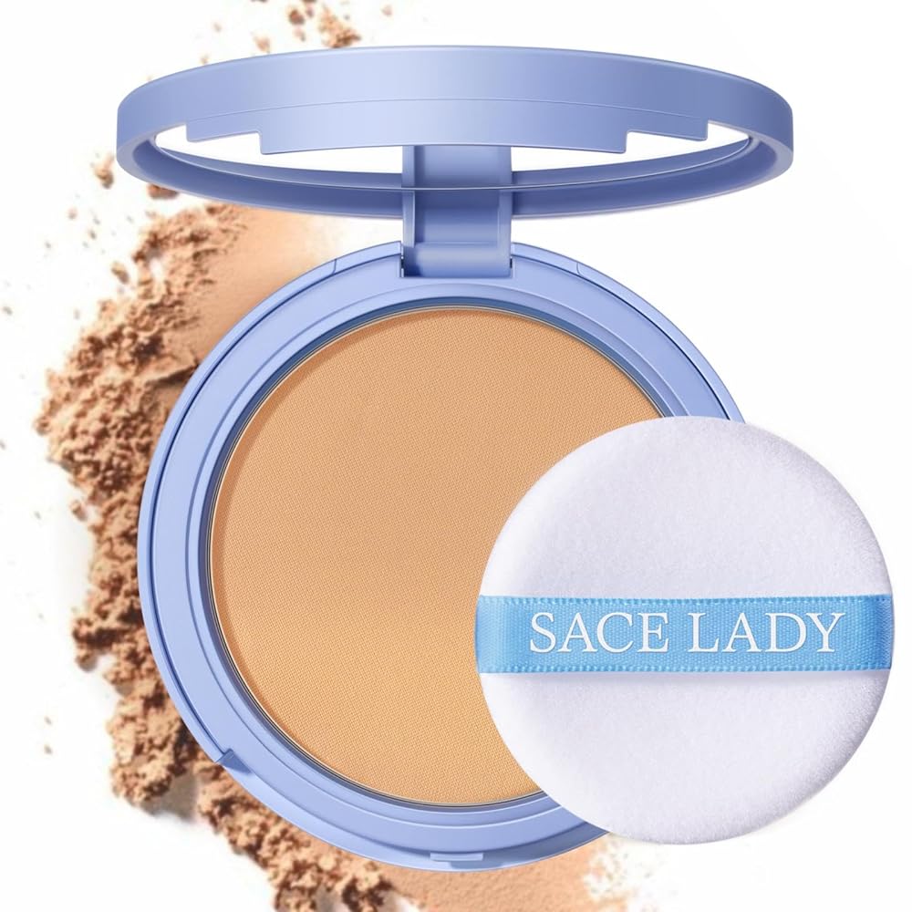 SACE LADY Face Powder Waterproof Sets Makeup, Controls Shine, Smooth Fine Lines for Flawless Lightweight Finish, Long Lasting Matte Compact Setting Powder Cosmetics Cruelty-free, 0.35oz (03)