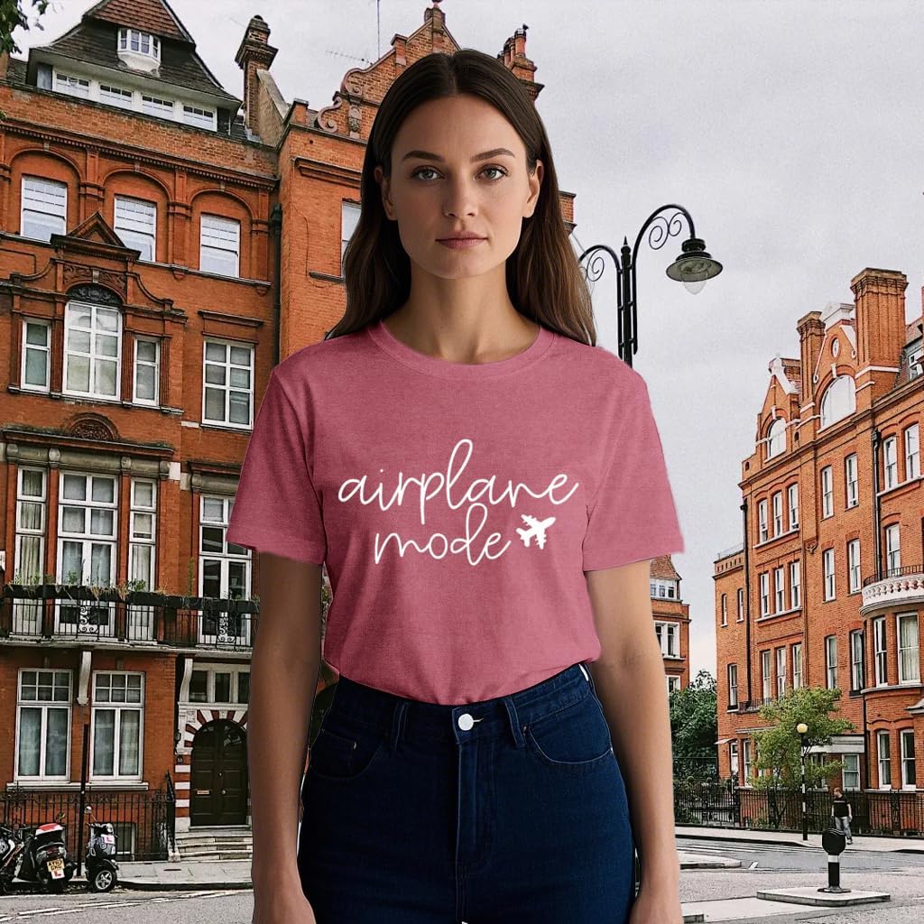 Womens Airplane Mode Shirt Traveling Tshirt Travel Lover Tee Tops - Image 4