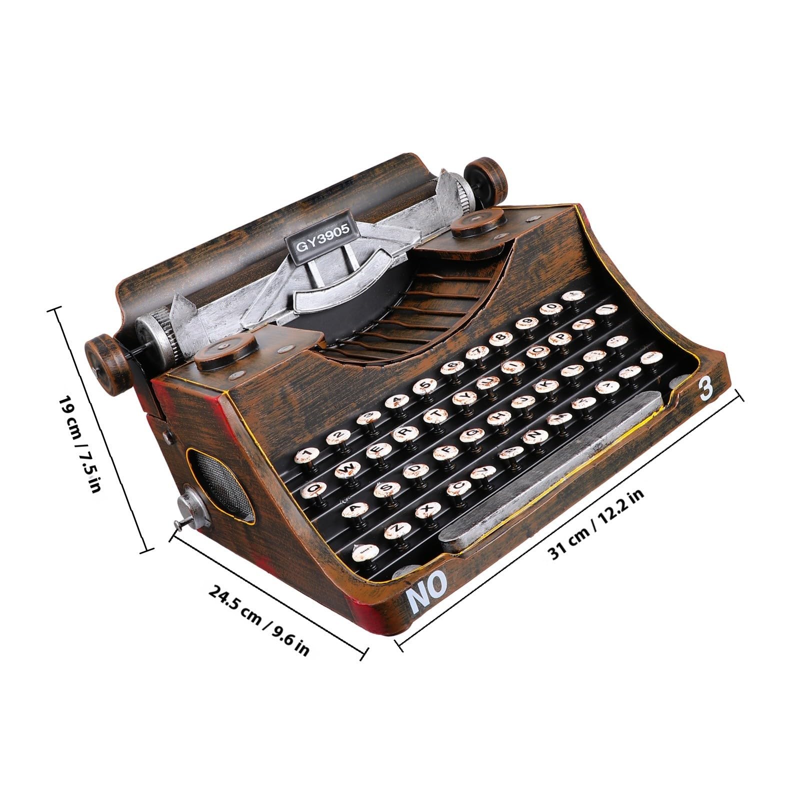 TEHAUX Estatuilla de Máquina de Escribir Retro de Hierro Negro para Salón