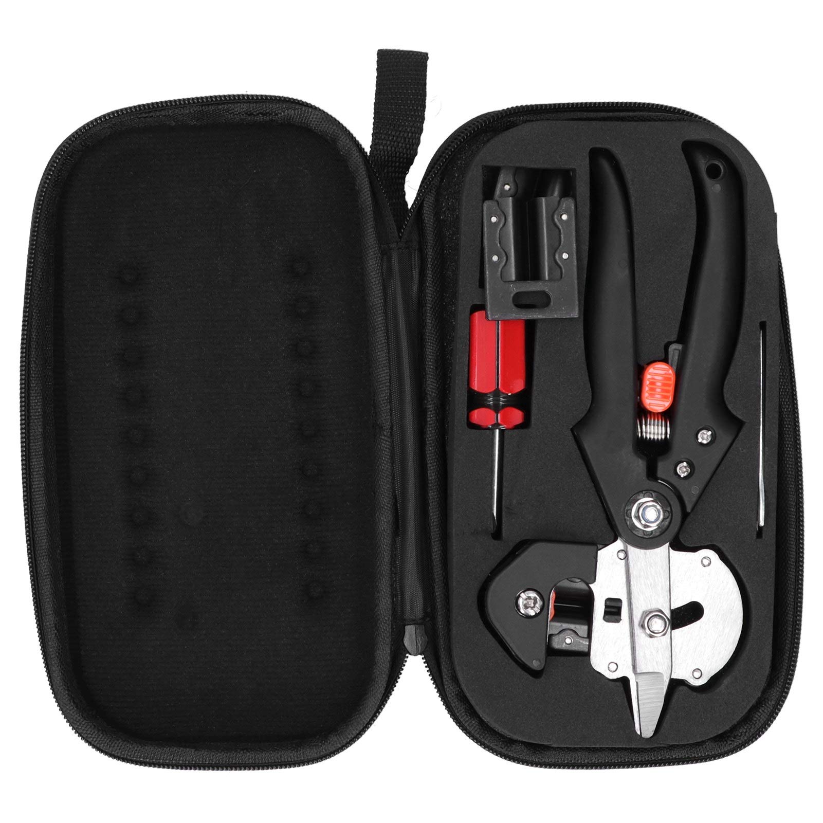 Wakects Set di Attrezzi per Innesto da Giardino, Cesoia per Innesto in ABS con Taglio Preciso, Kit per Tagliare Rami da 5 Pezzi, 543 G con Custodia per Giardinieri, Frutteti, Vivai (BLACK)