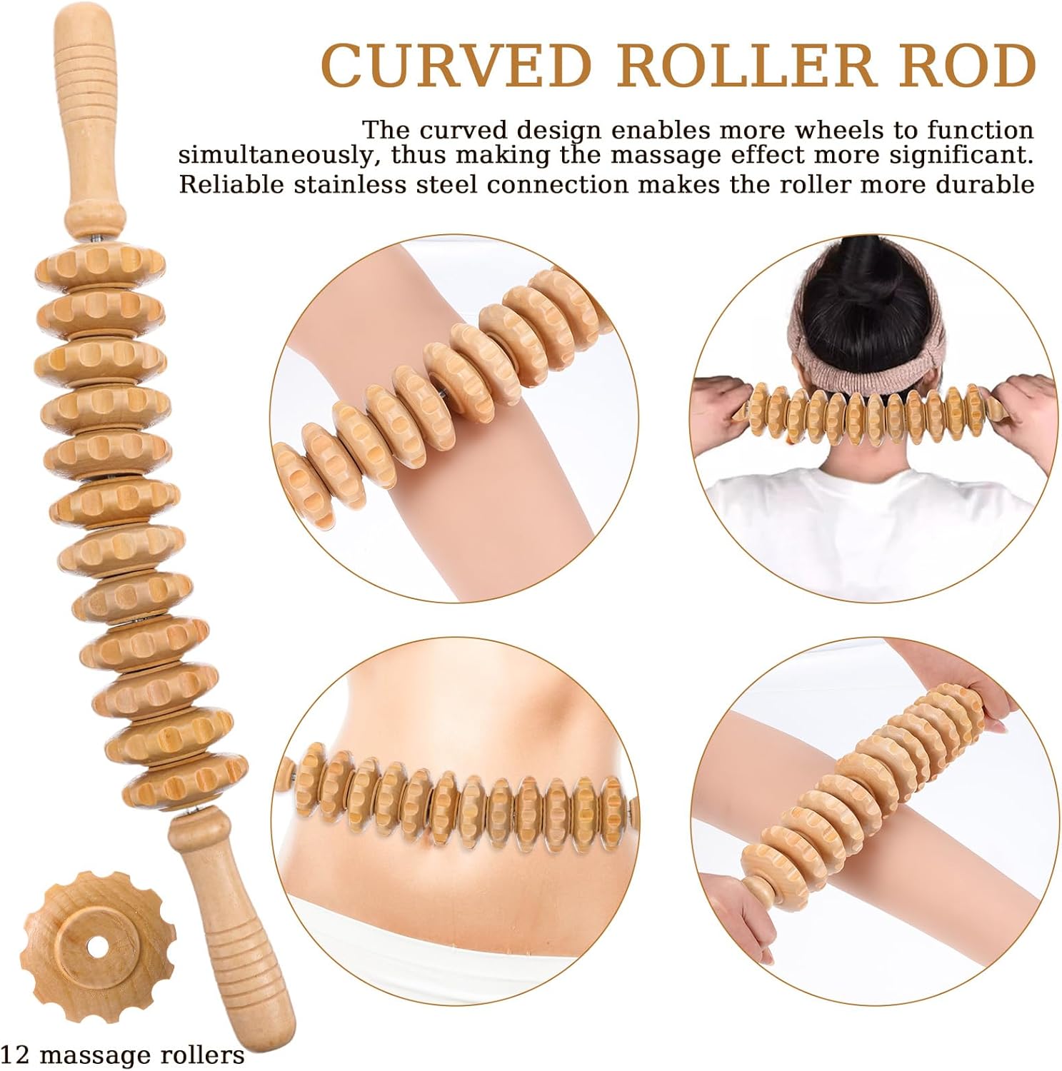 3Pcs Wood Therapy Massage Tools Lymphatic Drainage Massager Wooden Massager Body Sculpting Tools for Maderoterapia,Anti-Cellulite,Pain Relief - Image 4