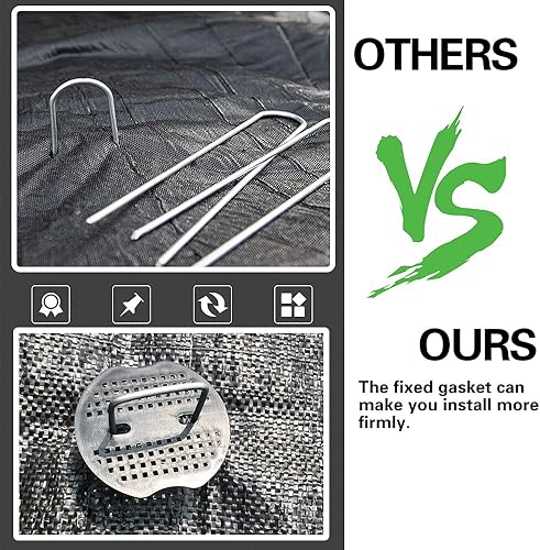 Miniatura 7 de 200 grapas de paisaje + 200 juntas, estacas de jardín de 6 pulgadas, grapas de jardín de calibre 11 en forma de U, pasadores de jardín resistentes