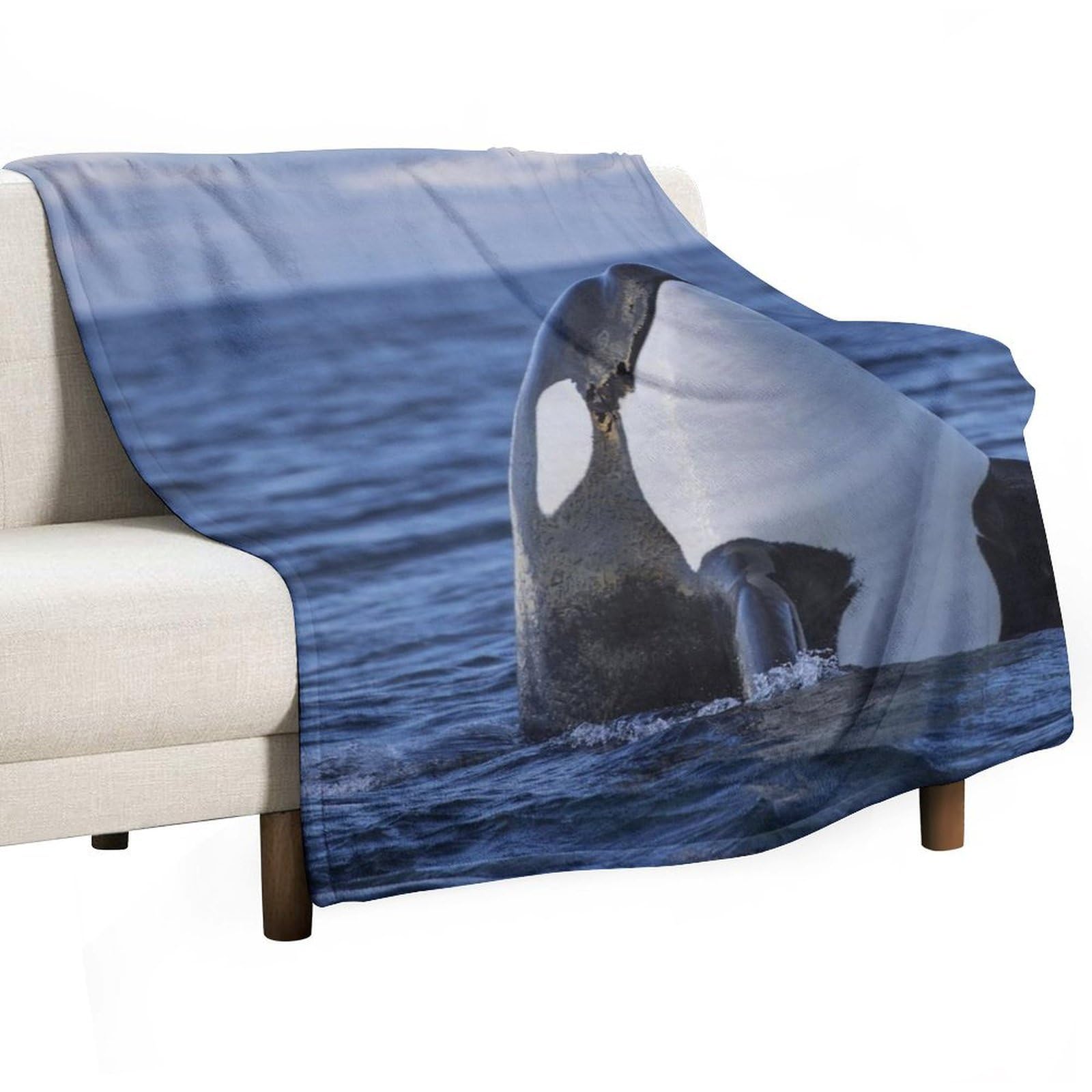 MHYRAC Flannel Blanket, Killer Whales Orca Throw Blanket for Couch Sofa Bed Office, Soft And Comfortable Without Pilling