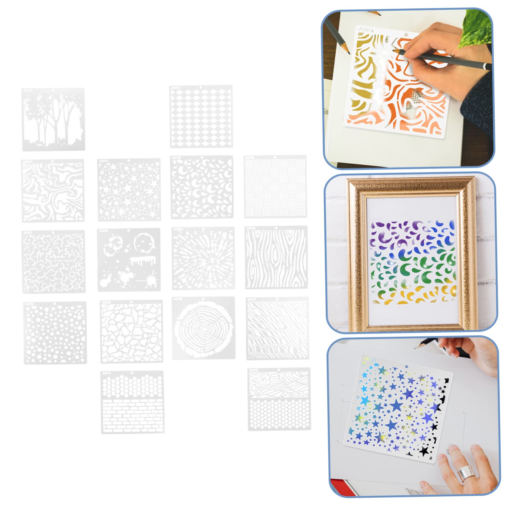 ARTIBETTER 3 Ensembles Pochoirs De Peinture Plastique De Modèles Décoratifs Réutilisables Pour Bricolage Artistique Pour Peinture Murale Décoration Intérieure 16 Feuilles*3