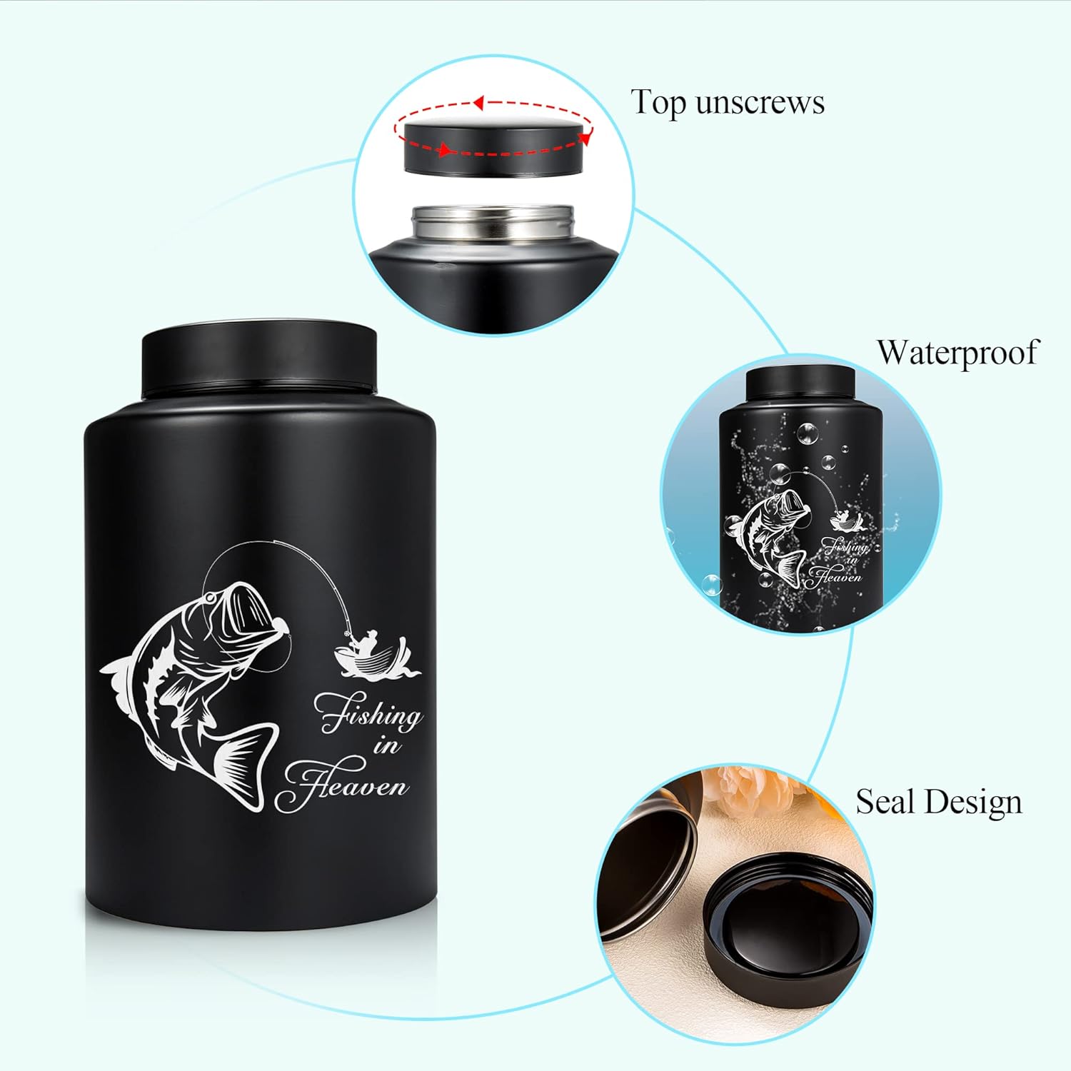 Large Cremation Urns for Human Ashes Decorative Funeral Memorial Urn Fishing in Heaven Burial Container for Human Remains up to 220 lbs (B-Fishing in Heaven)