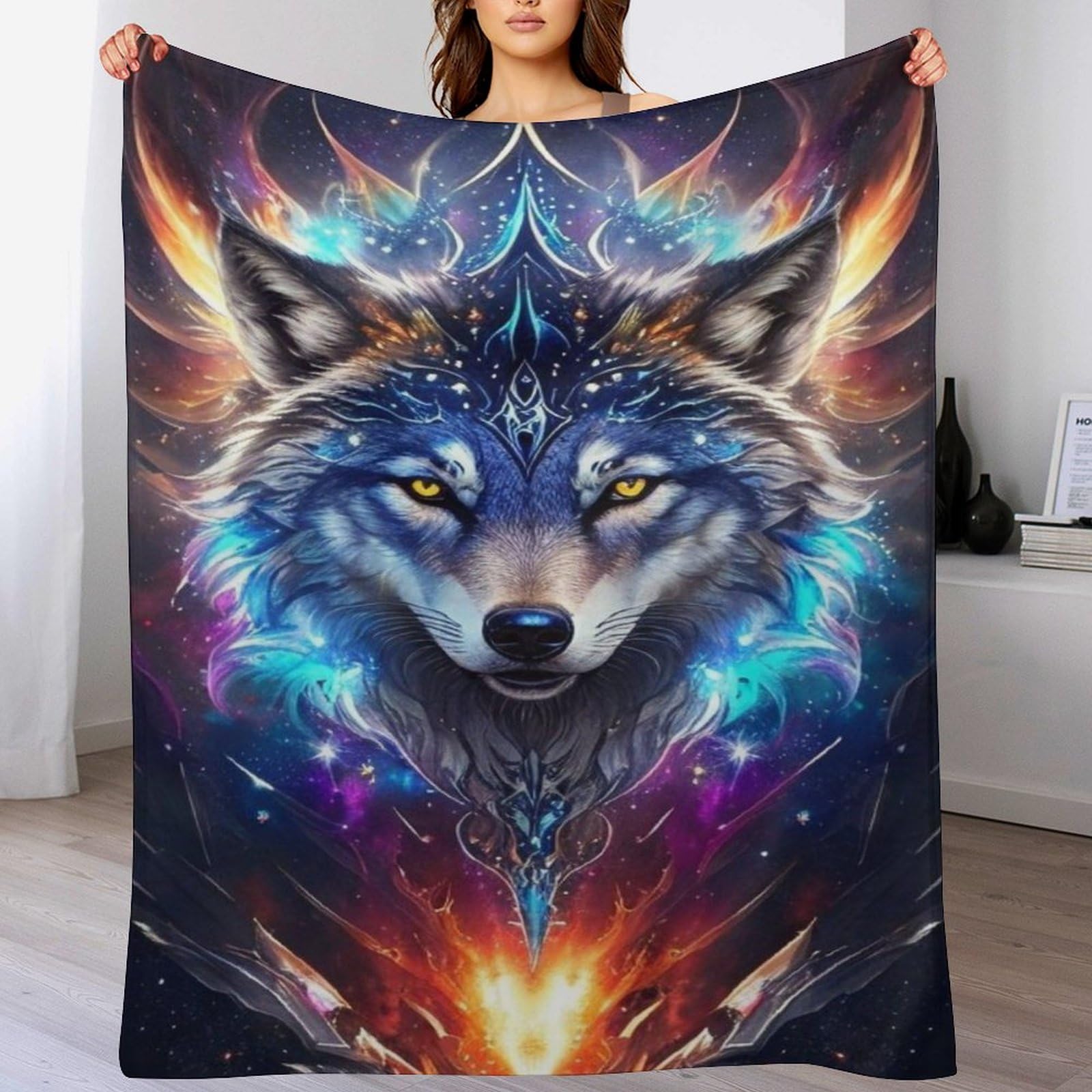 Couverture polaire loup pour des soirées cocooning au canapé