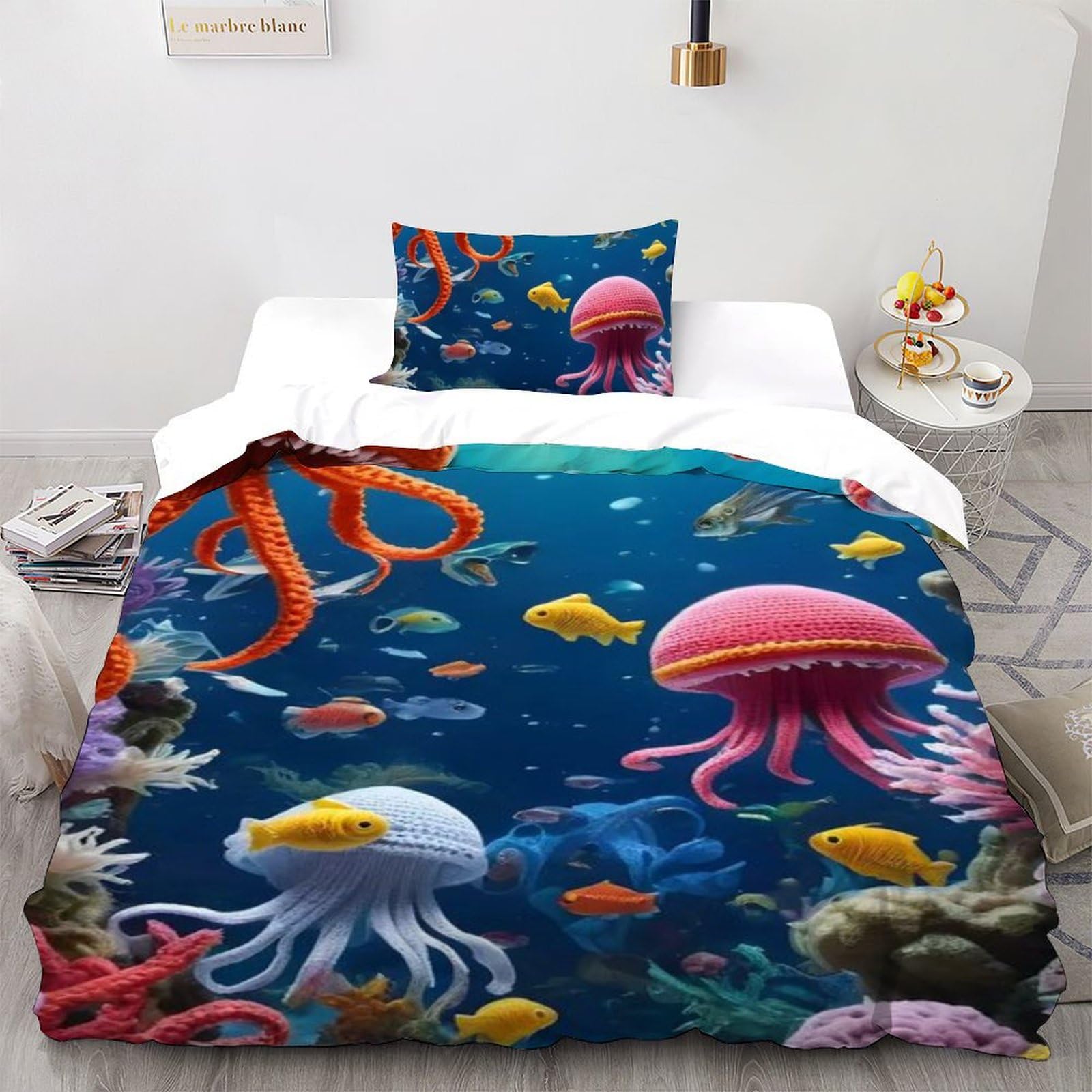 Housse de couette microfibre animaux imprimé 3D anti-plis et facile à laver pour enfant