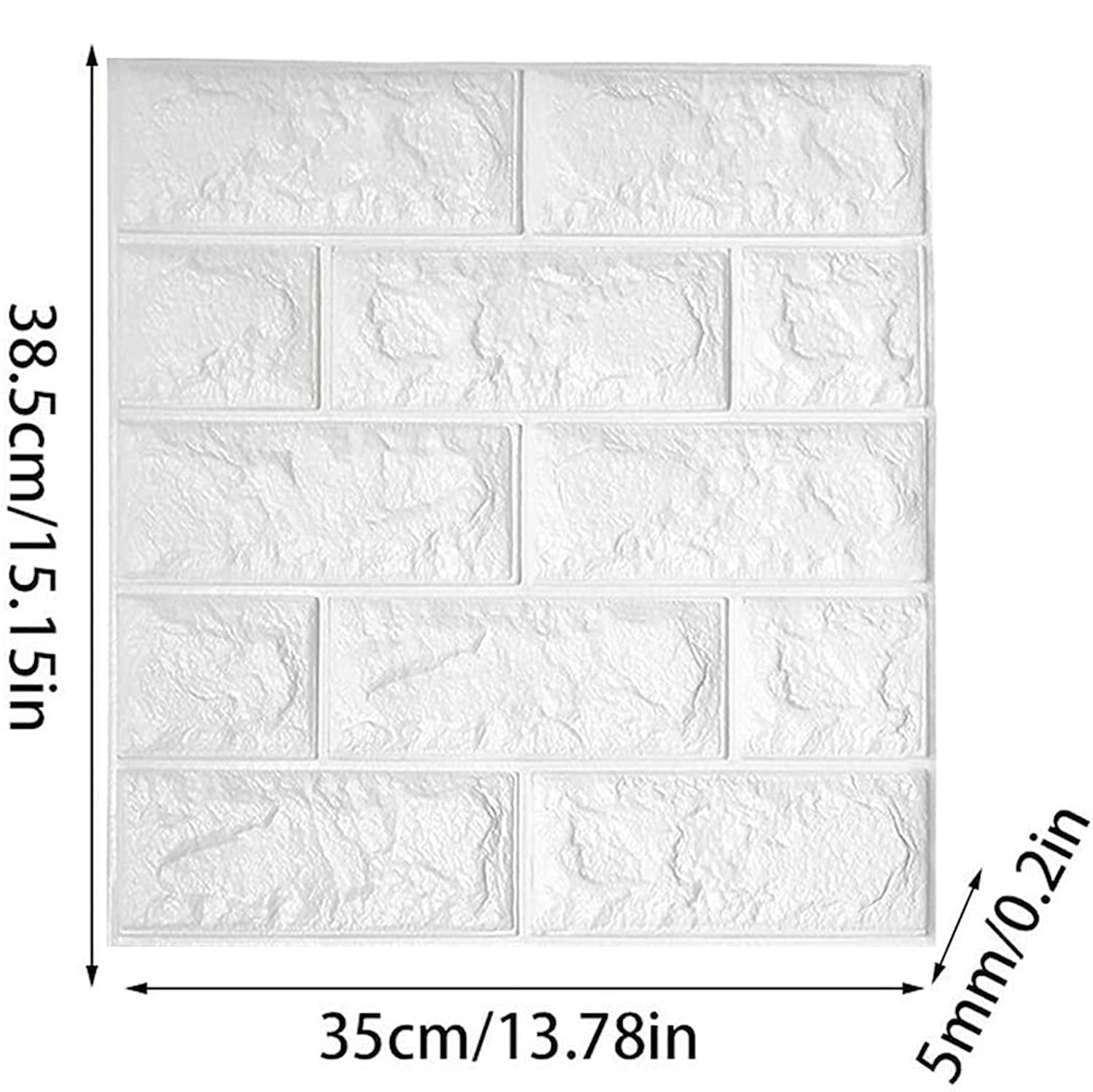 Tapeta 3D, panele ścienne, samoprzylepna, 10 sztuk, zdejmowana tapeta ścienna 3D, wzór cegły, tapeta ścienna, do salonu, sypialni, pokoju dziecięcego (35 x 38,5 cm, biała)