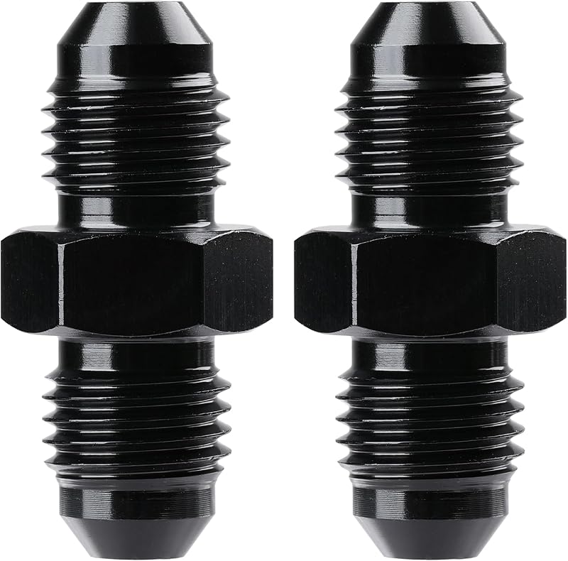 Adaptador União Reto Ucreative 4AN para 4AN com Rosca Macho UNF em Alumínio Preto – 2 unidades