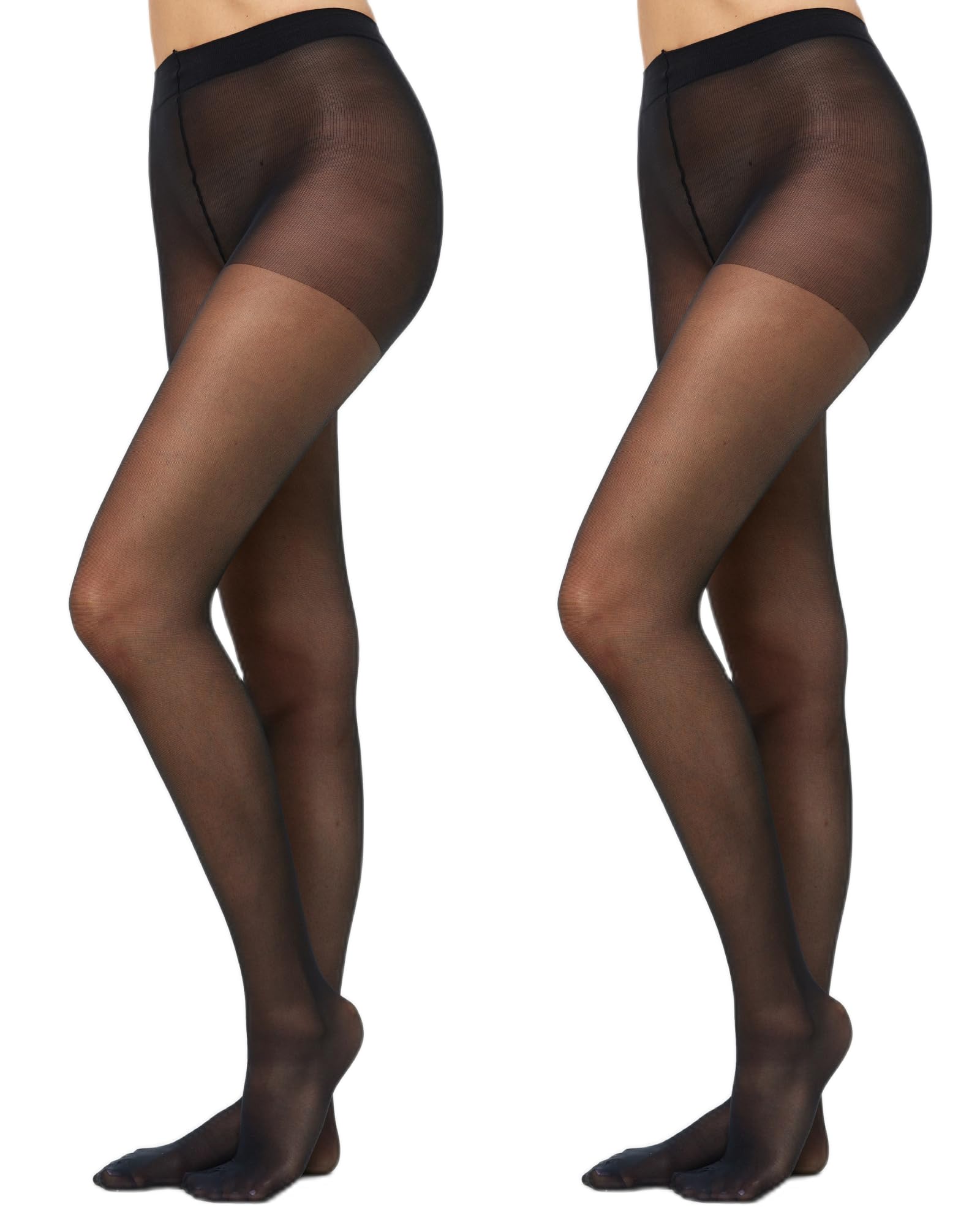 Nur Die 2er Pack Fit in Form 40 DEN starke Stützwirkung semi-blickdichte Fein-Strumpfhose seidig mattee Optik entlastet die BeineKomfortbund Damen, schwarz, S