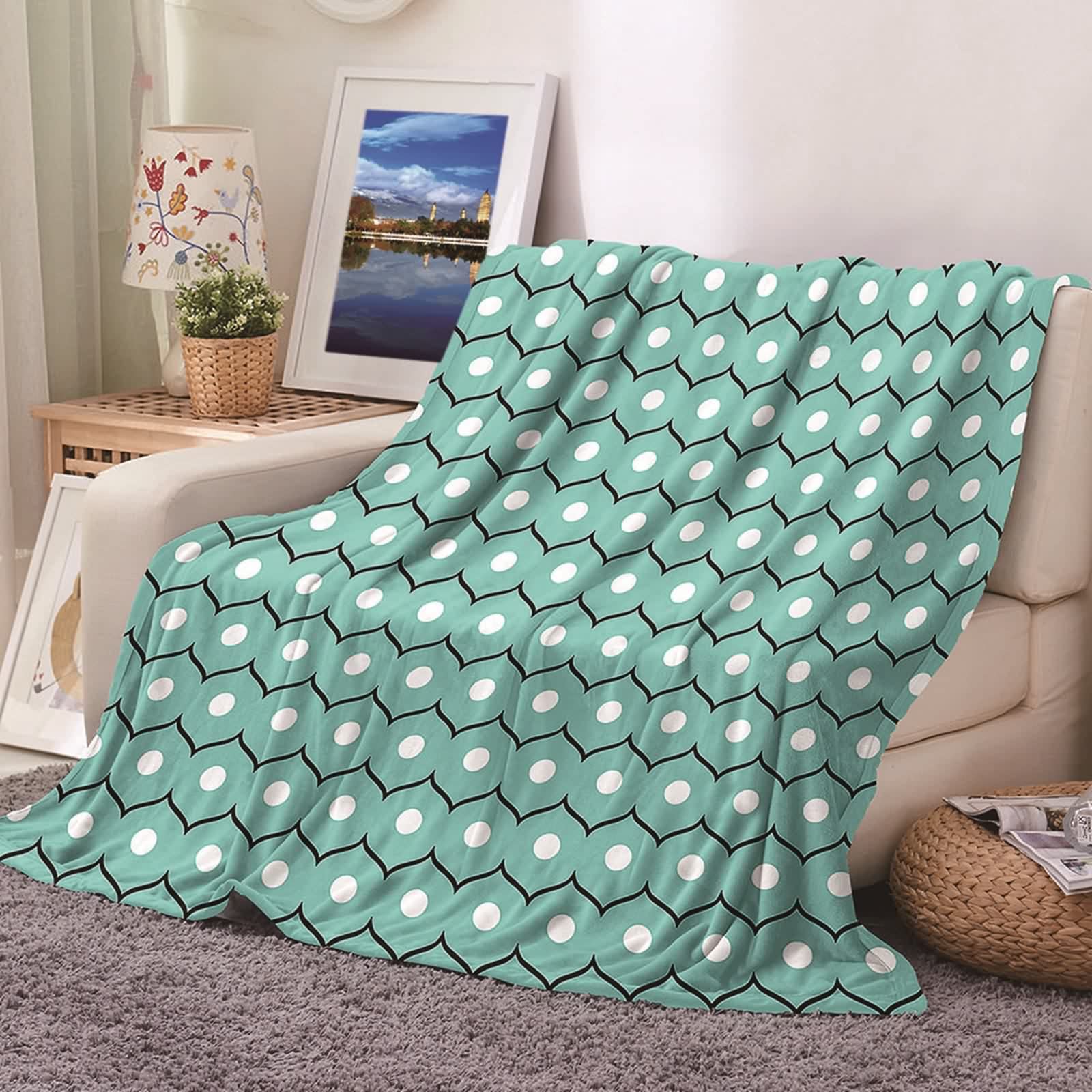 Couverture douce et confortable KnSam à pois pour vos soirées